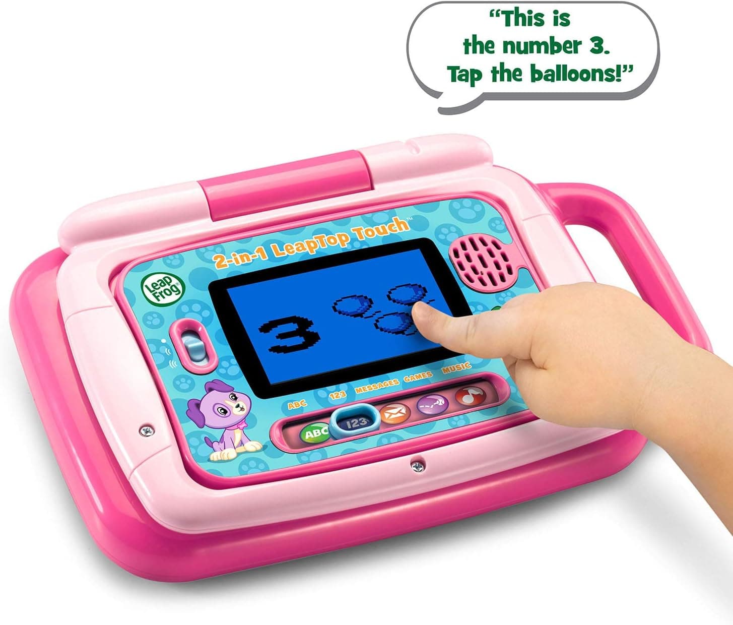 لپتاپ آموزشی کودک LeapFrog دوکاره لمسی صورتی لپتاپ آموزشی کودک LeapFrog دوکاره لمسی صورتی