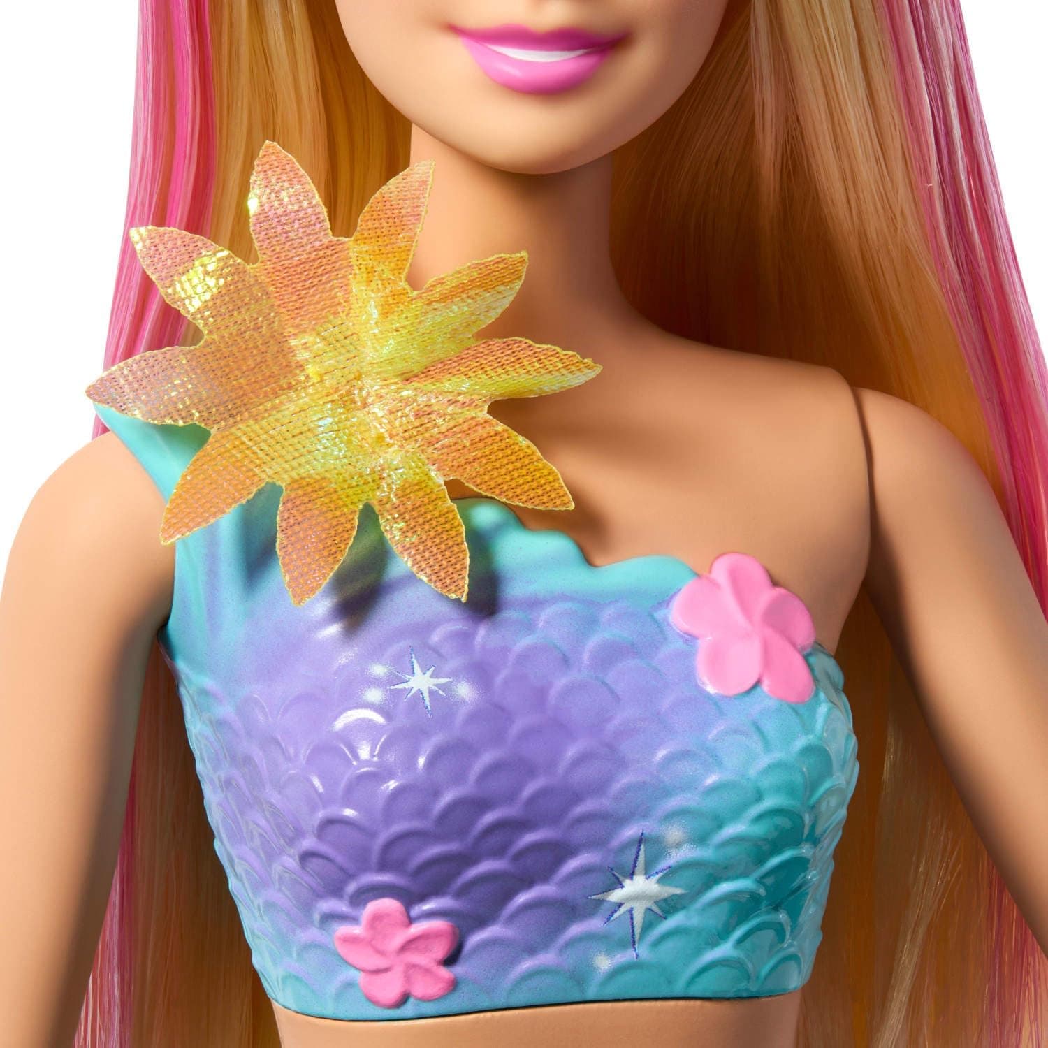 عروسک پری دریایی Barbie با گلهای شکوفهزن عروسک پری دریایی Barbie با گلهای شکوفهزن