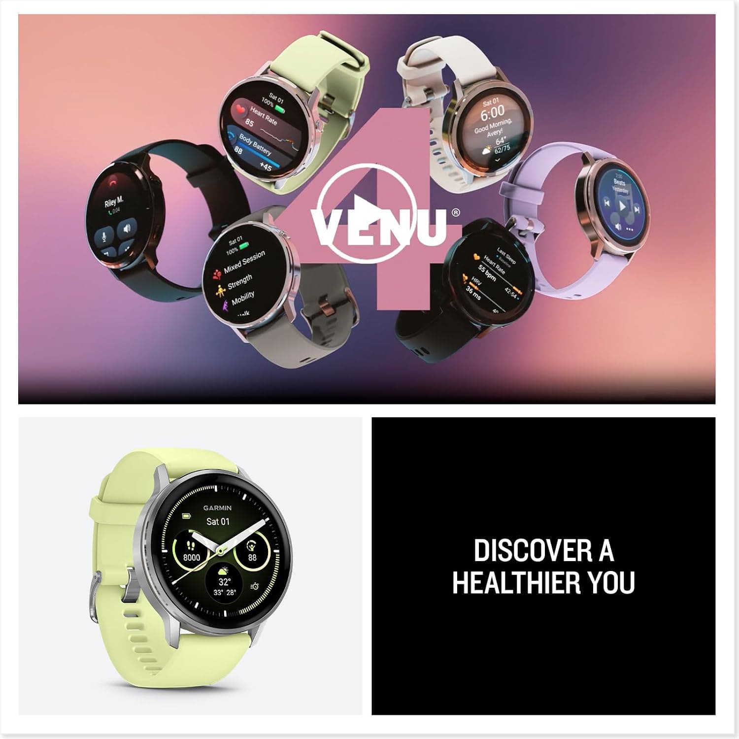 ساعت هوشمند Garmin با بند سیلیکونی نقرهای و زرد مدل Venu 4-45 mm ساعت هوشمند Garmin با بند سیلیکونی نقرهای و زرد مدل Venu 4-45 mm