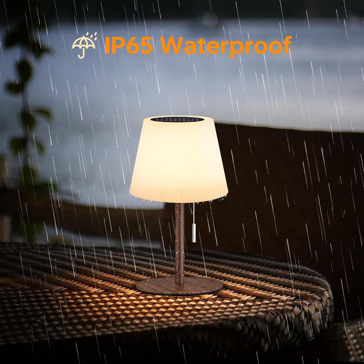 چراغ رومیزی خورشیدی فضای باز Gewiny ضدآب با حسگر نور، LED سفید گرم و RGB قابل تنظیم، شارژی و بیسیم طرح چوب چراغ رومیزی خورشیدی فضای باز Gewiny ضدآب با حسگر نور، LED سفید گرم و RGB قابل تنظیم، شارژی و بیسیم طرح چوب
