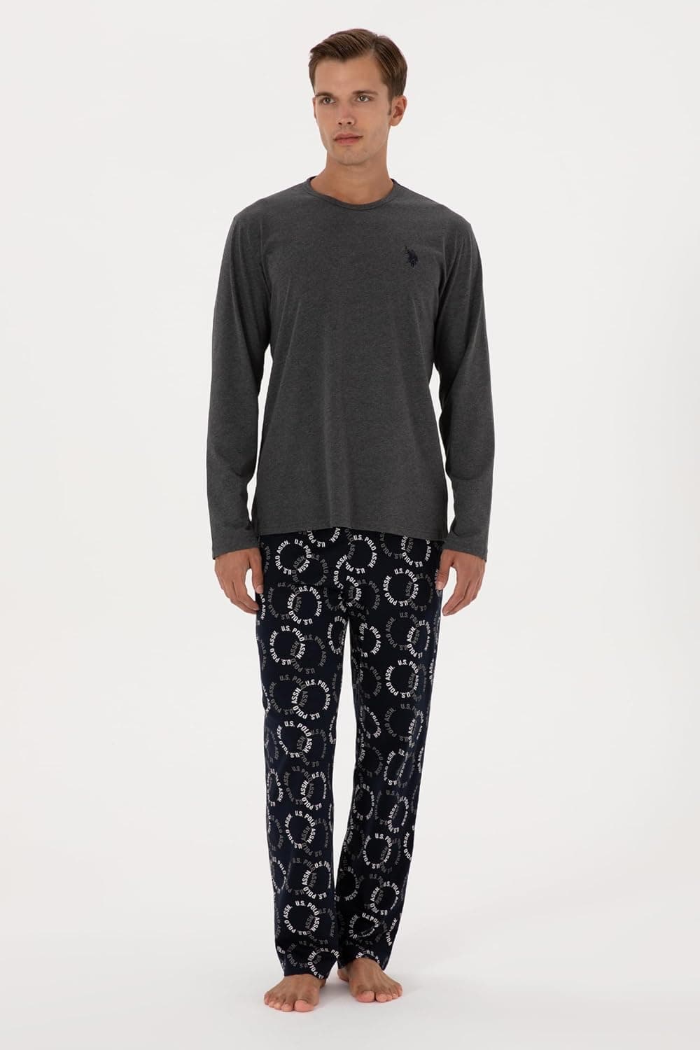 ست پیژامه مردانه U.S. POLO ASSN. خاکستری آنتراسیت ملانژ مدل 50318609-VR081 ست پیژامه مردانه U.S. POLO ASSN. خاکستری آنتراسیت ملانژ مدل 50318609-VR081