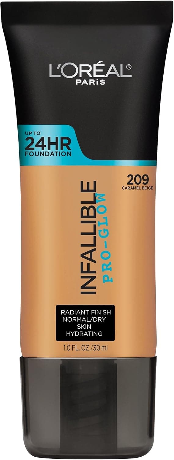 کرمپودر L'Oreal Paris Infallible Pro-Glow ماندگاری تا 24HR، رنگ 204 Natural Buff، 1 fl oz کرمپودر L'Oreal Paris Infallible Pro-Glow ماندگاری تا 24HR، رنگ 204 Natural Buff، 1 fl oz