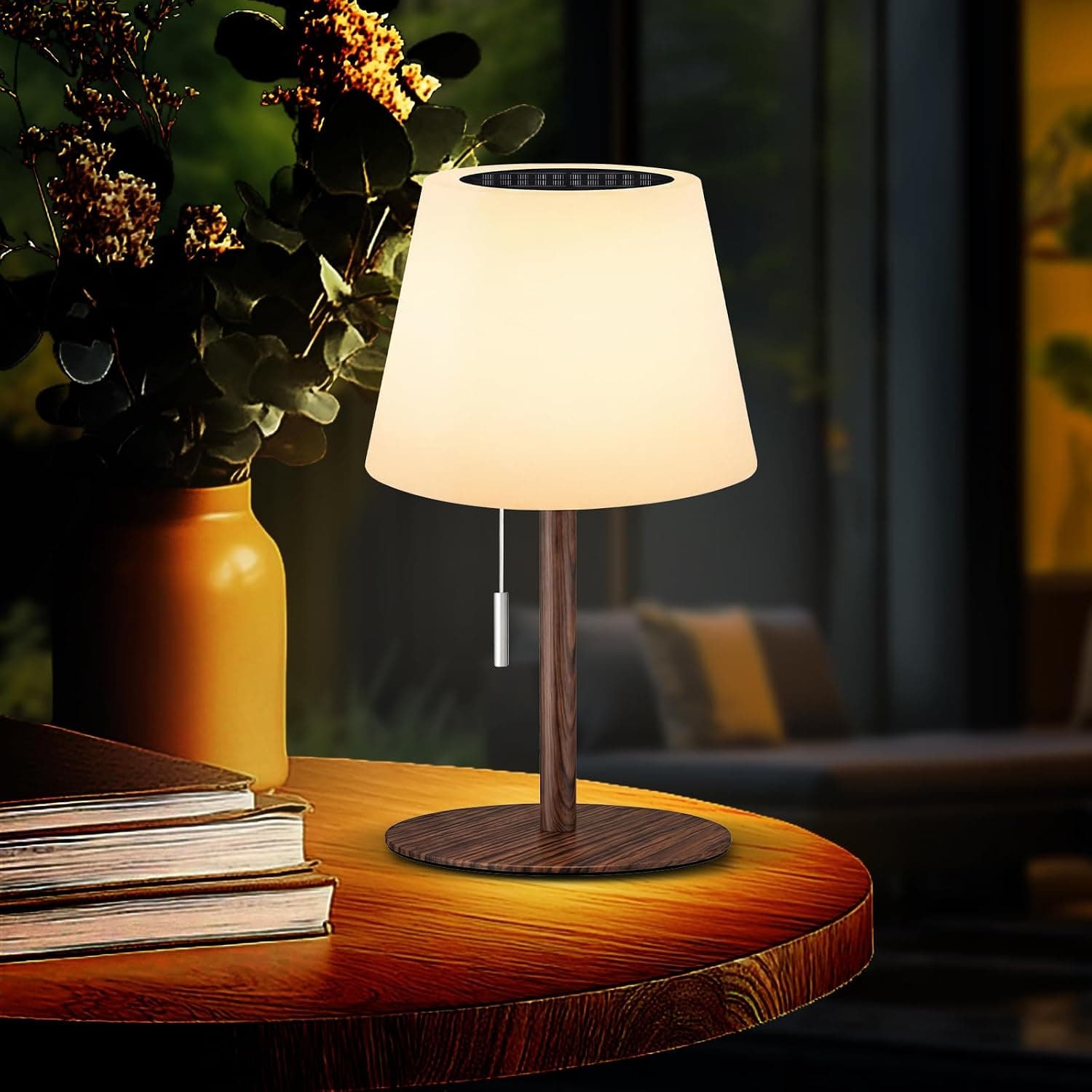 چراغ رومیزی خورشیدی فضای باز Gewiny ضدآب با حسگر نور، LED سفید گرم و RGB قابل تنظیم، شارژی و بیسیم طرح چوب چراغ رومیزی خورشیدی فضای باز Gewiny ضدآب با حسگر نور، LED سفید گرم و RGB قابل تنظیم، شارژی و بیسیم طرح چوب