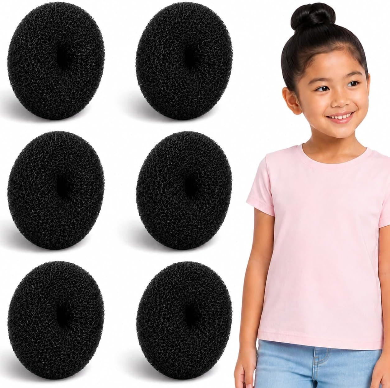 وسیله بستن مو بچگانه Styla Hair دونات مشکی 6pc وسیله بستن مو بچگانه Styla Hair دونات مشکی 6pc