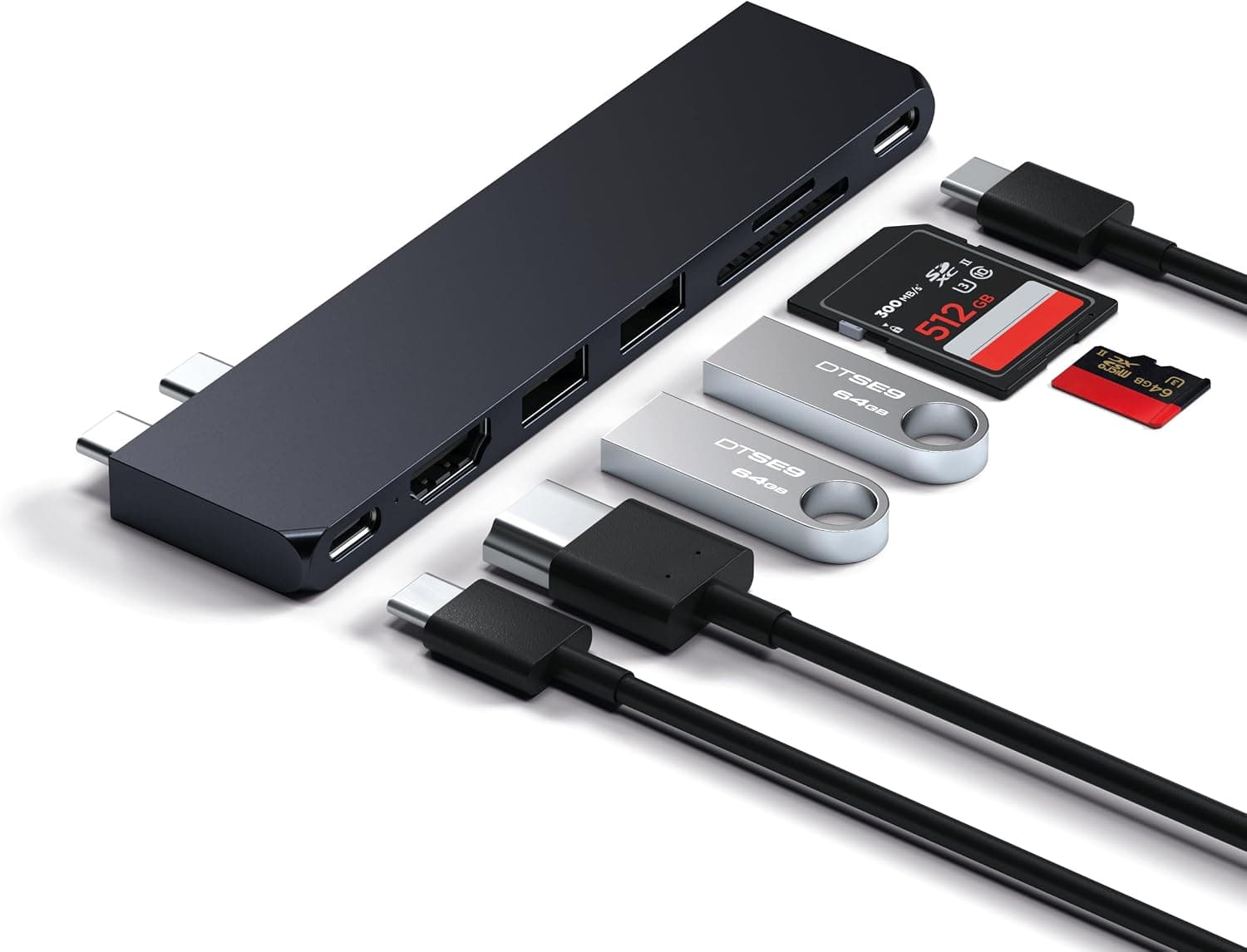 هاب 7-in-1 USB-C برند SATECHI سری Pro Slim رنگ نیمهشب هاب 7-in-1 USB-C برند SATECHI سری Pro Slim رنگ نیمهشب