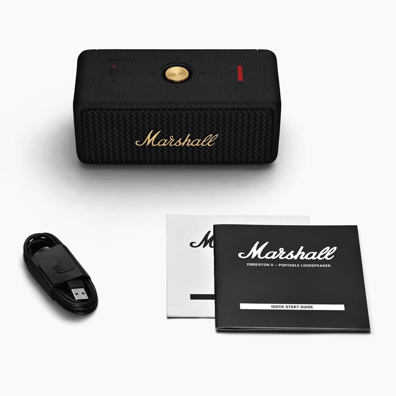 اسپیکر بلوتوثی Marshall مشکی و برنجی مدل Emberton II اسپیکر بلوتوثی Marshall مشکی و برنجی مدل Emberton II