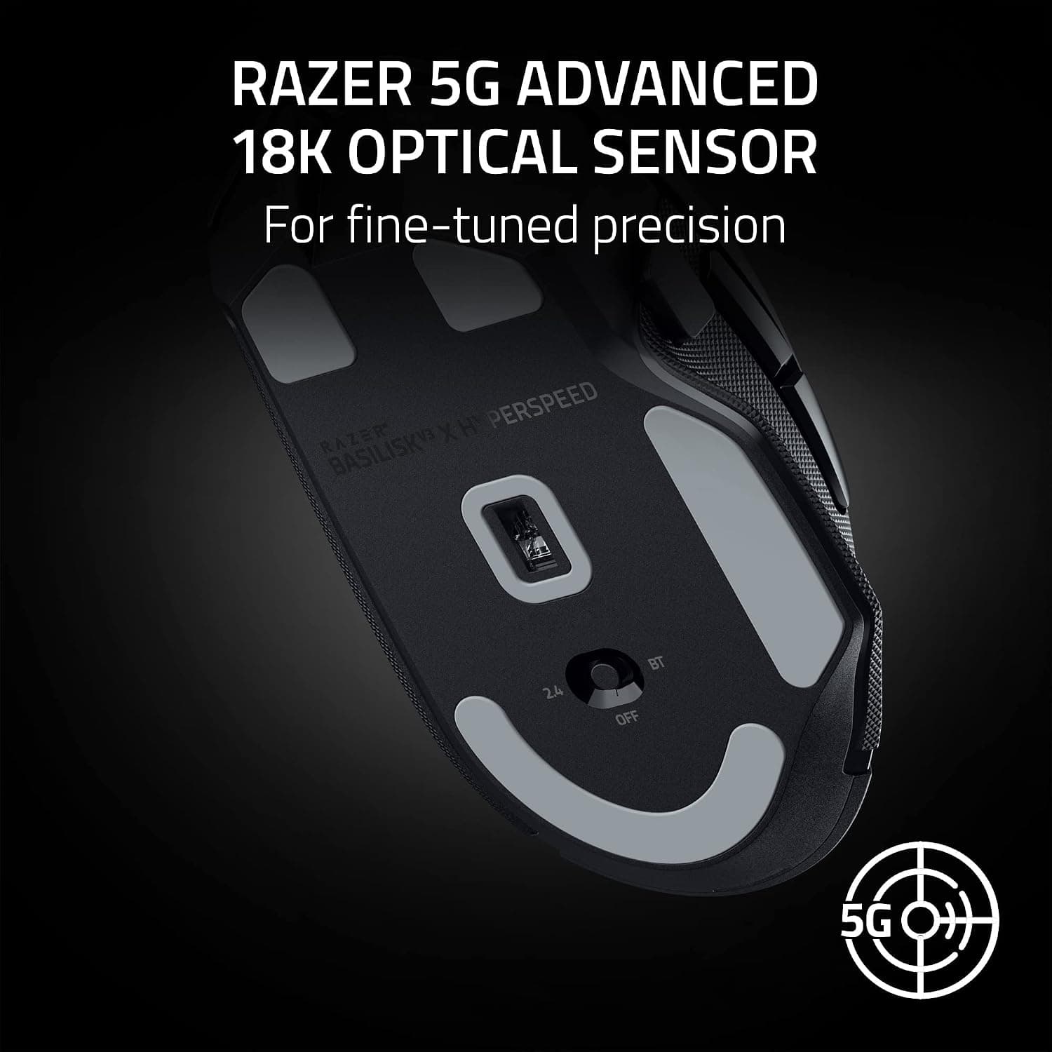 موس گیمینگ بیسیم Razer مدل Basilisk V3 X HyperSpeed با 9 کنترل قابلتنظیم، سنسور اپتیکال 18K، مشکی موس گیمینگ بیسیم Razer مدل Basilisk V3 X HyperSpeed با 9 کنترل قابلتنظیم، سنسور اپتیکال 18K، مشکی