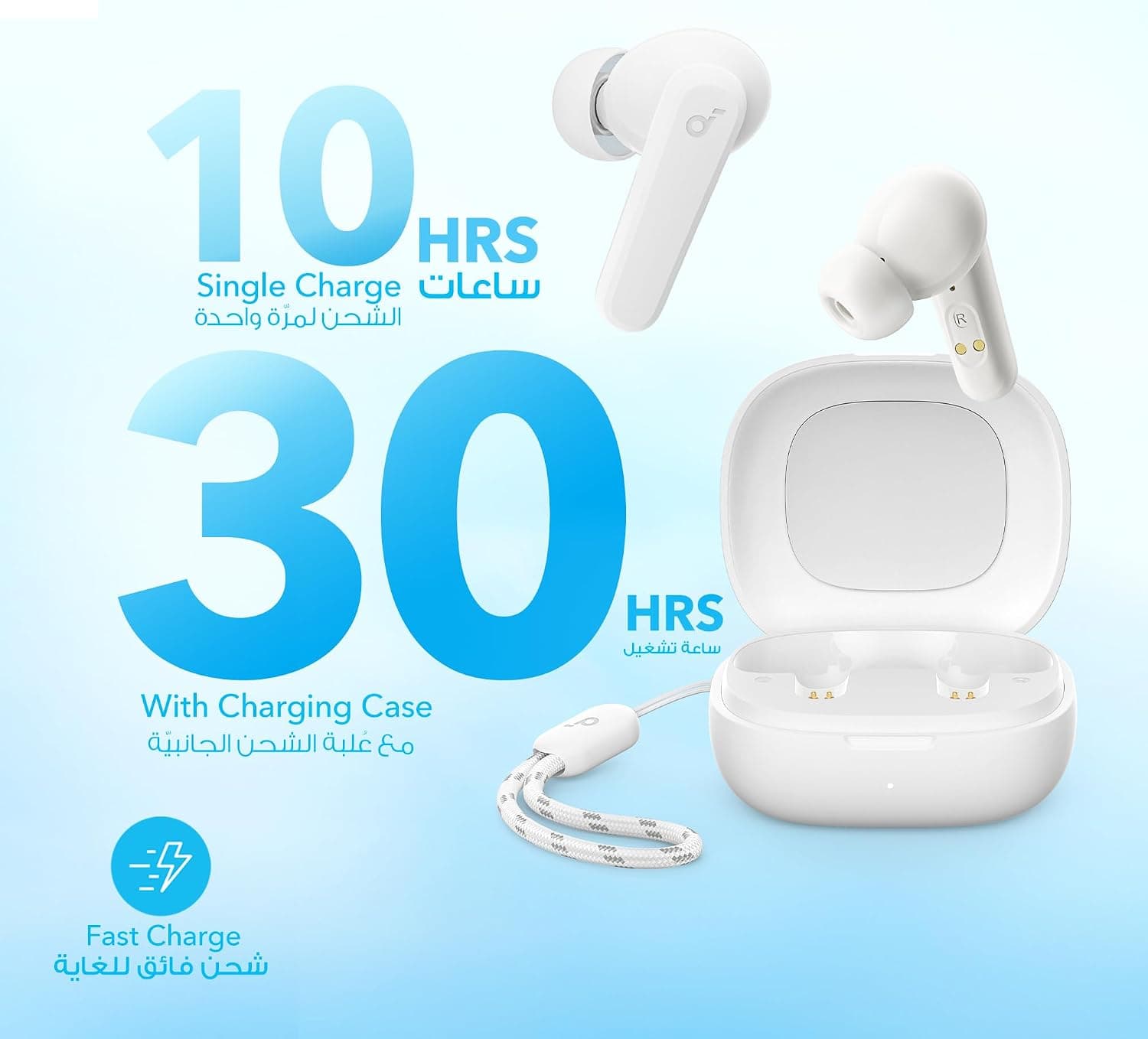 ایربادز soundcore با درایورهای 10mm و باس قدرتمند مدل P20i، 30H ایربادز soundcore با درایورهای 10mm و باس قدرتمند مدل P20i، 30H