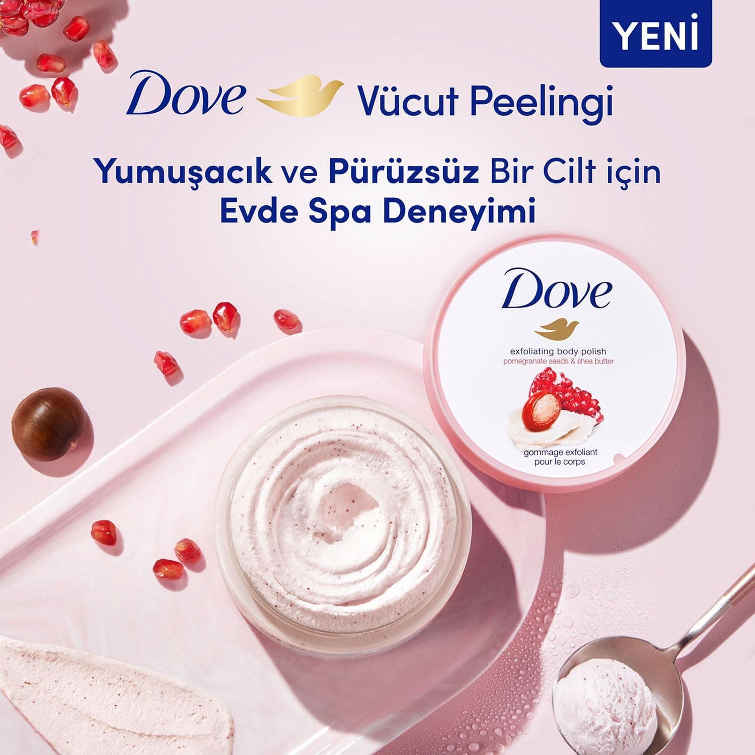 اسکراب بدن Dove لایهبردار با انار و کره شی 225ml اسکراب بدن Dove لایهبردار با انار و کره شی 225ml