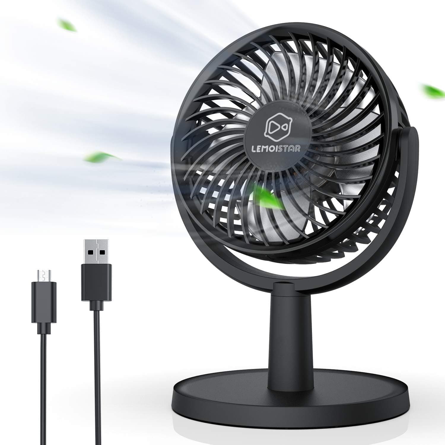 پنکه رومیزی کوچک LEMOISTAR USB با 4 سرعت و تنظیم 310 درجه مشکی پنکه رومیزی کوچک LEMOISTAR USB با 4 سرعت و تنظیم 310 درجه مشکی