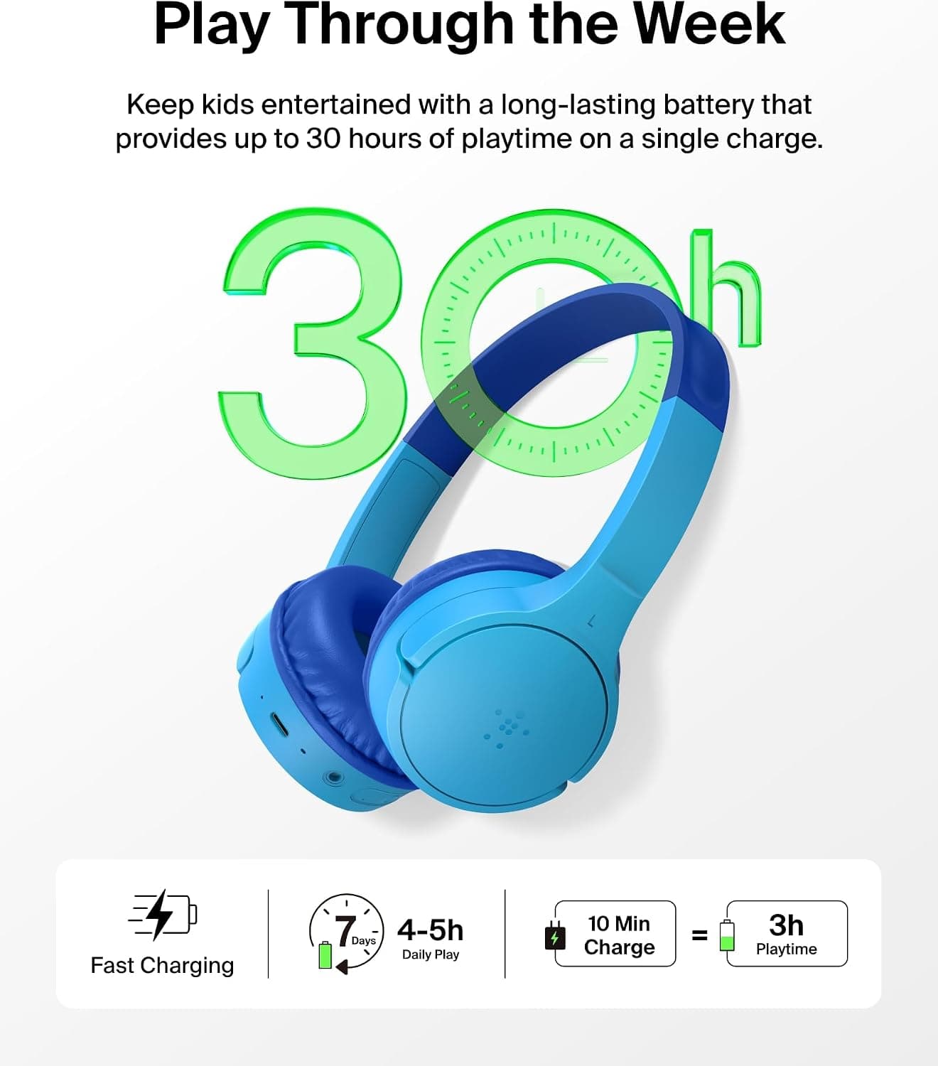 هدفون بیسیم کودکان Belkin SoundForm Mini با میکروفون داخلی آبی هدفون بیسیم کودکان Belkin SoundForm Mini با میکروفون داخلی آبی