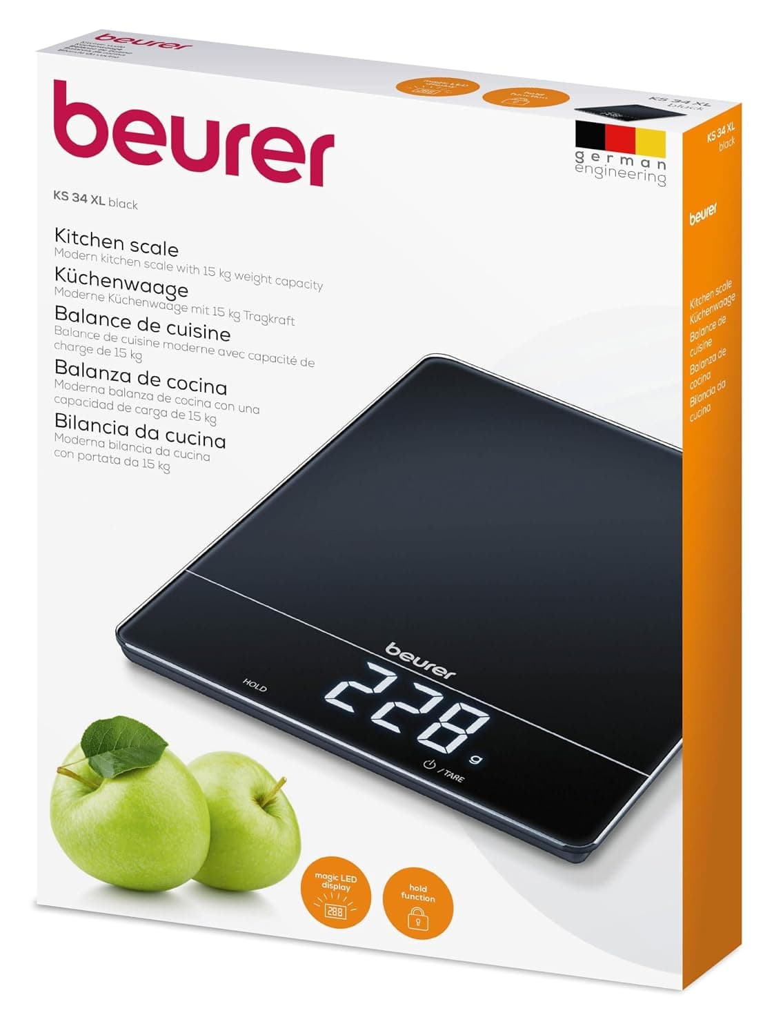 ترازو آشپزخانه Beurer با نمایشگر Magic LED و تابع دارا مدل KS 34 ترازو آشپزخانه Beurer با نمایشگر Magic LED و تابع دارا مدل KS 34