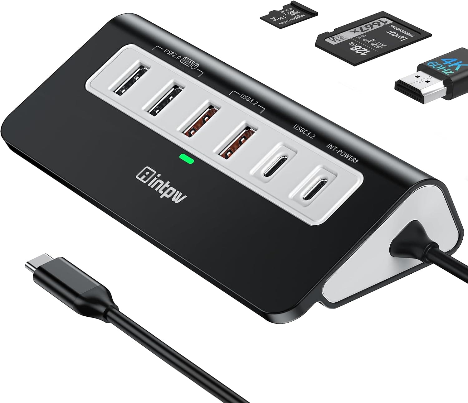 هاب USB-C intpw 9 در 1 با HDMI 4K@60Hz و PD 100W هاب USB-C intpw 9 در 1 با HDMI 4K@60Hz و PD 100W