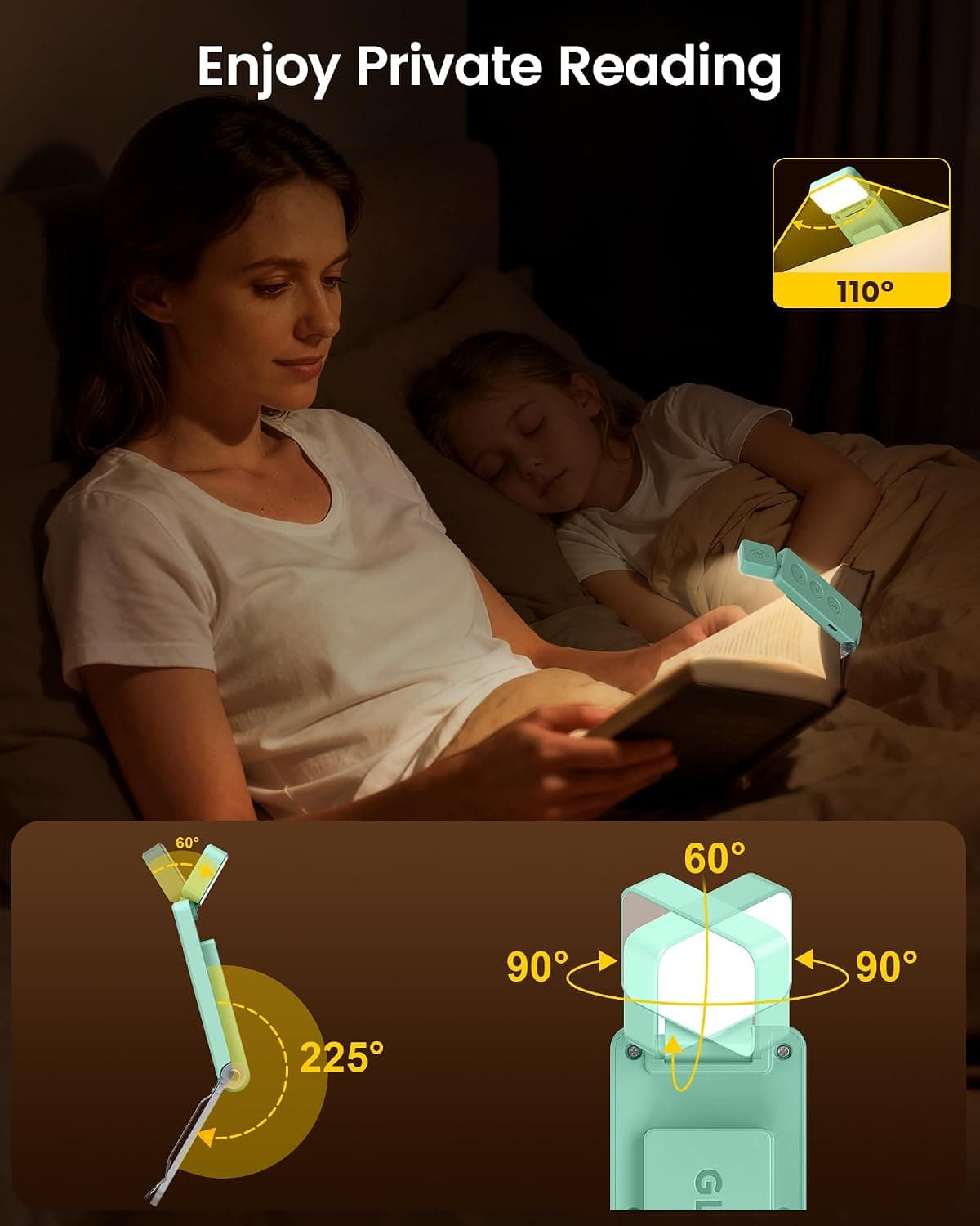 چراغ مطالعه گیرهای Glocusent با ۱۲ LED و قابلیت نشانگر کتاب آبی چراغ مطالعه گیرهای Glocusent با ۱۲ LED و قابلیت نشانگر کتاب آبی
