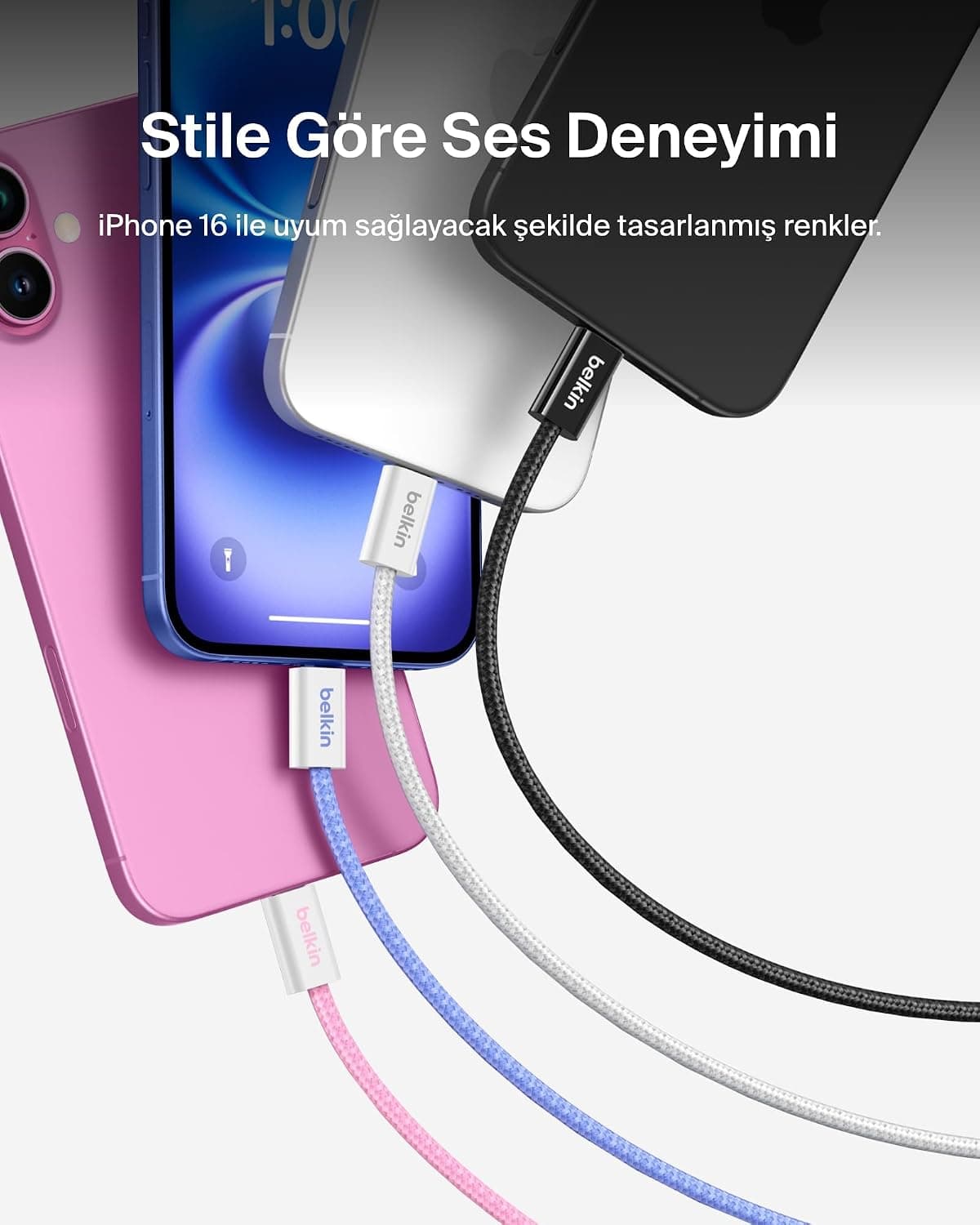 کابل شارژ USB-C به USB-C دوعددی Belkin با روکش بافتهشده، سفید، 1,5 m، 60 W کابل شارژ USB-C به USB-C دوعددی Belkin با روکش بافتهشده، سفید، 1,5 m، 60 W