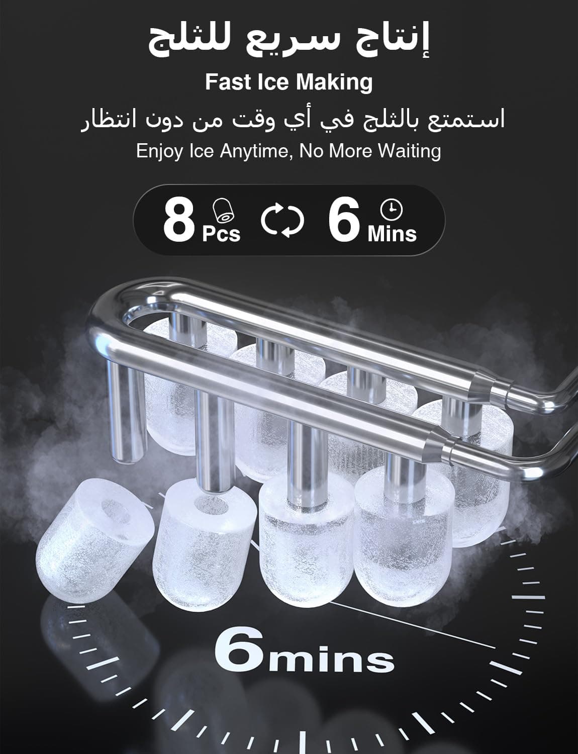 دستگاه یخساز رومیزی قابل حمل CROWNFUL ظرفیت 12KG در روز دستگاه یخساز رومیزی قابل حمل CROWNFUL ظرفیت 12KG در روز