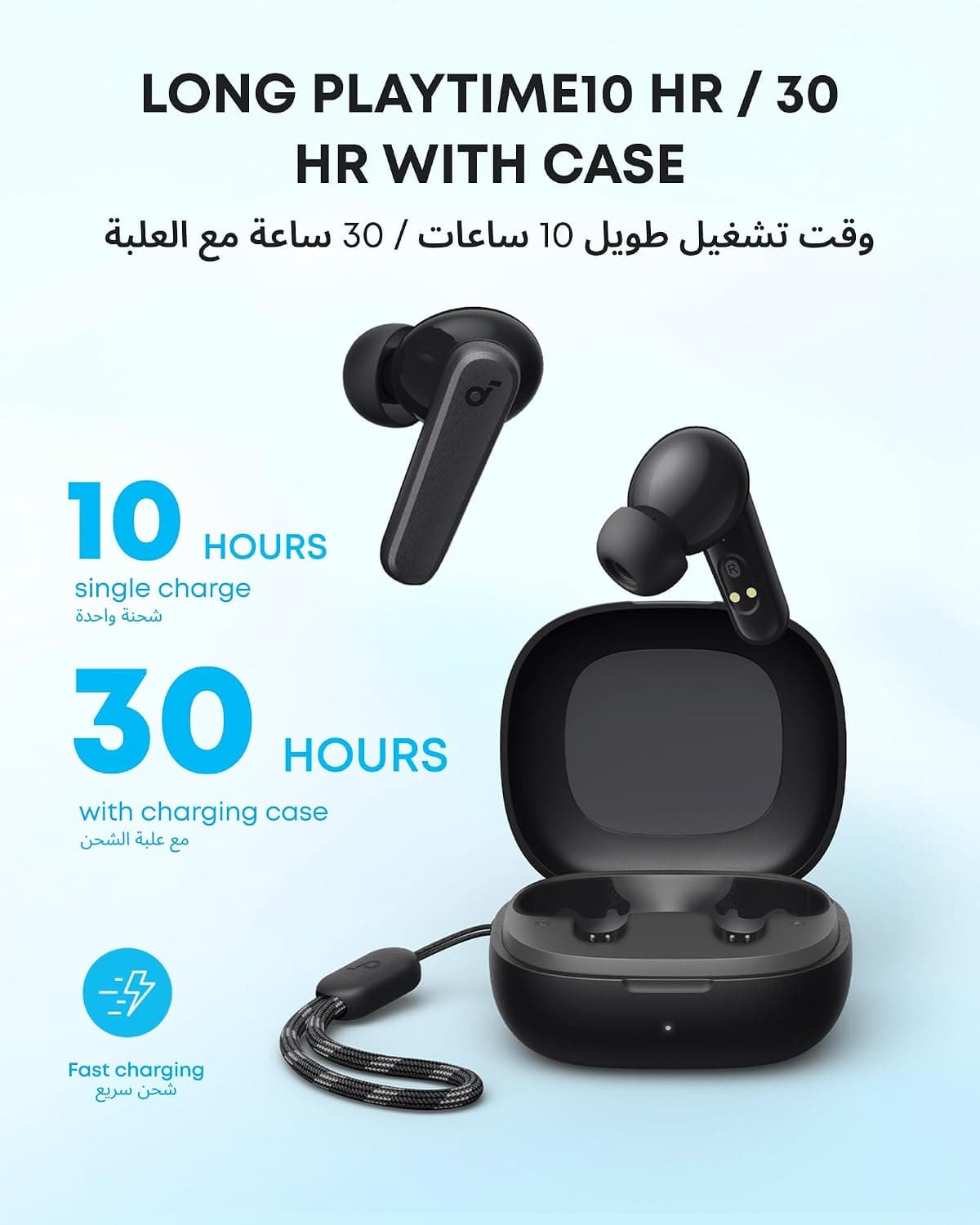 ایرباد soundcore by Anker با درایور 10mm، باس قدرتمند و شارژدهی 30H مدل P20i ایرباد soundcore by Anker با درایور 10mm، باس قدرتمند و شارژدهی 30H مدل P20i