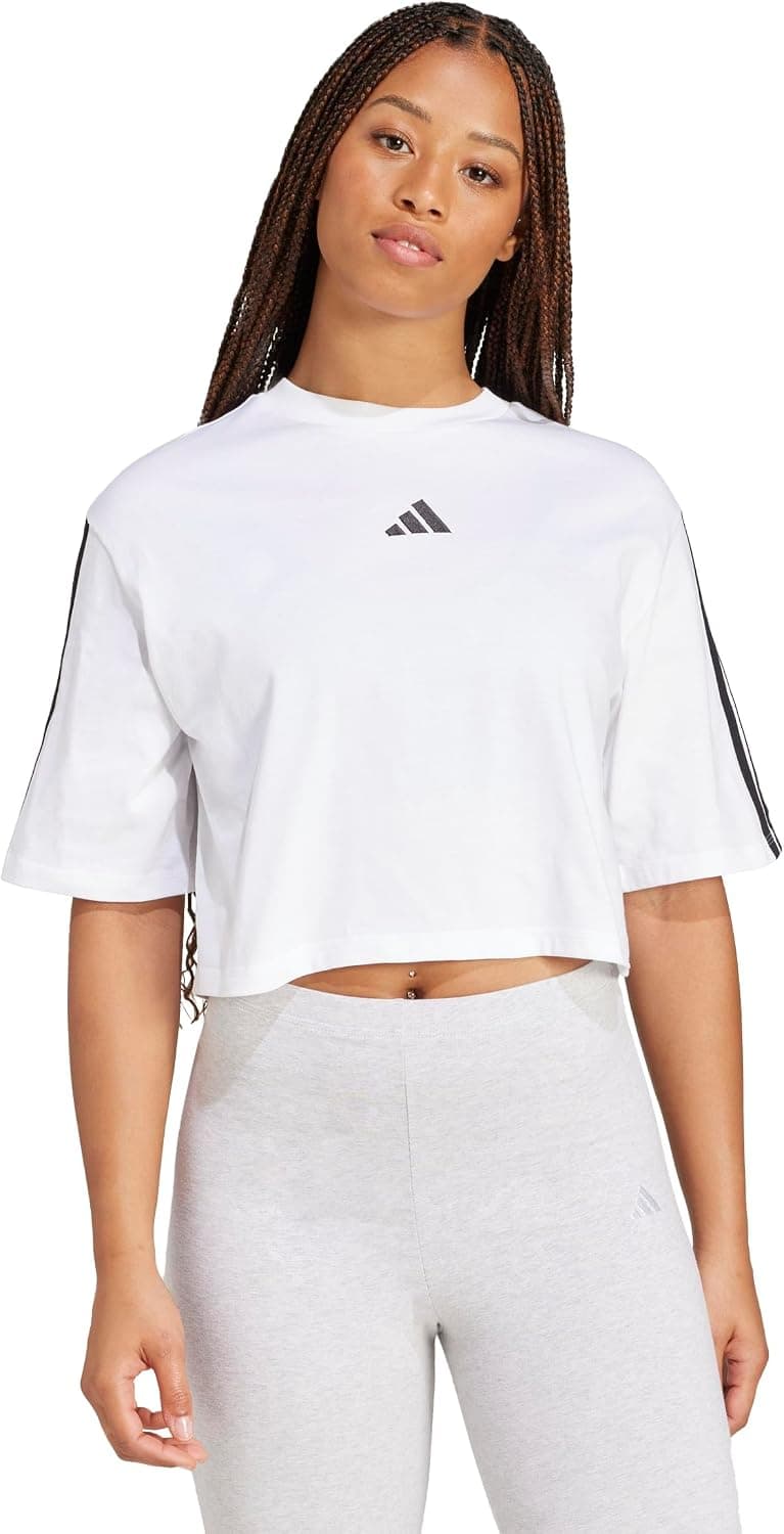 تیشرت زنانه adidas Essentials نخی گشاد 3-Stripes تیشرت زنانه adidas Essentials نخی گشاد 3-Stripes