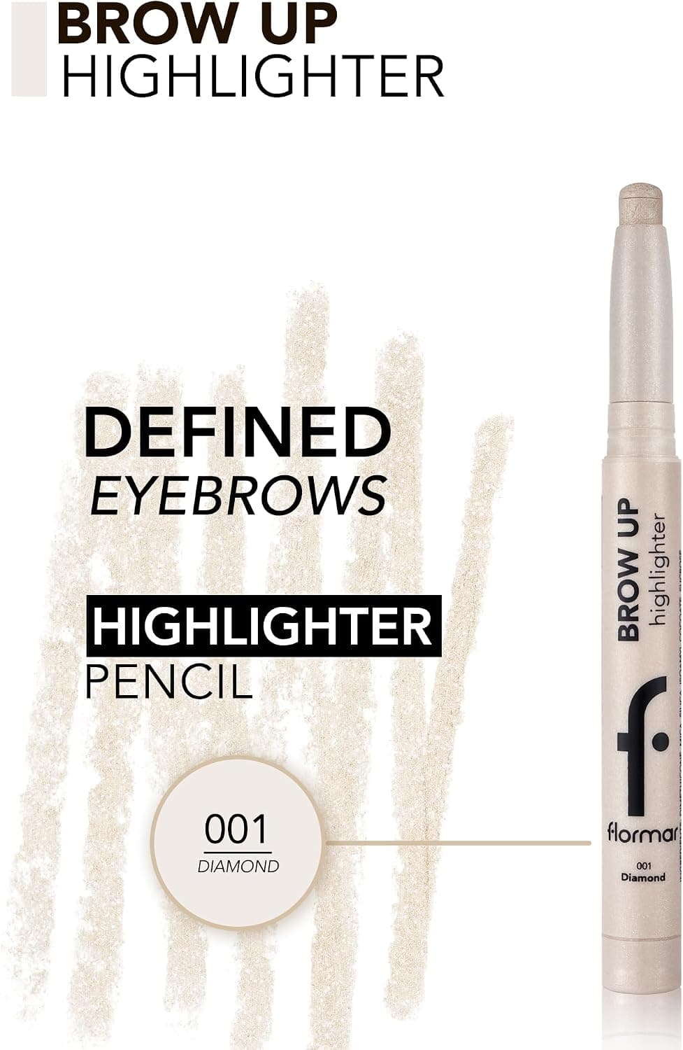 مداد هایلایتر ابرو Flormar پیچی نقرهای مدل 001 Diamond مداد هایلایتر ابرو Flormar پیچی نقرهای مدل 001 Diamond