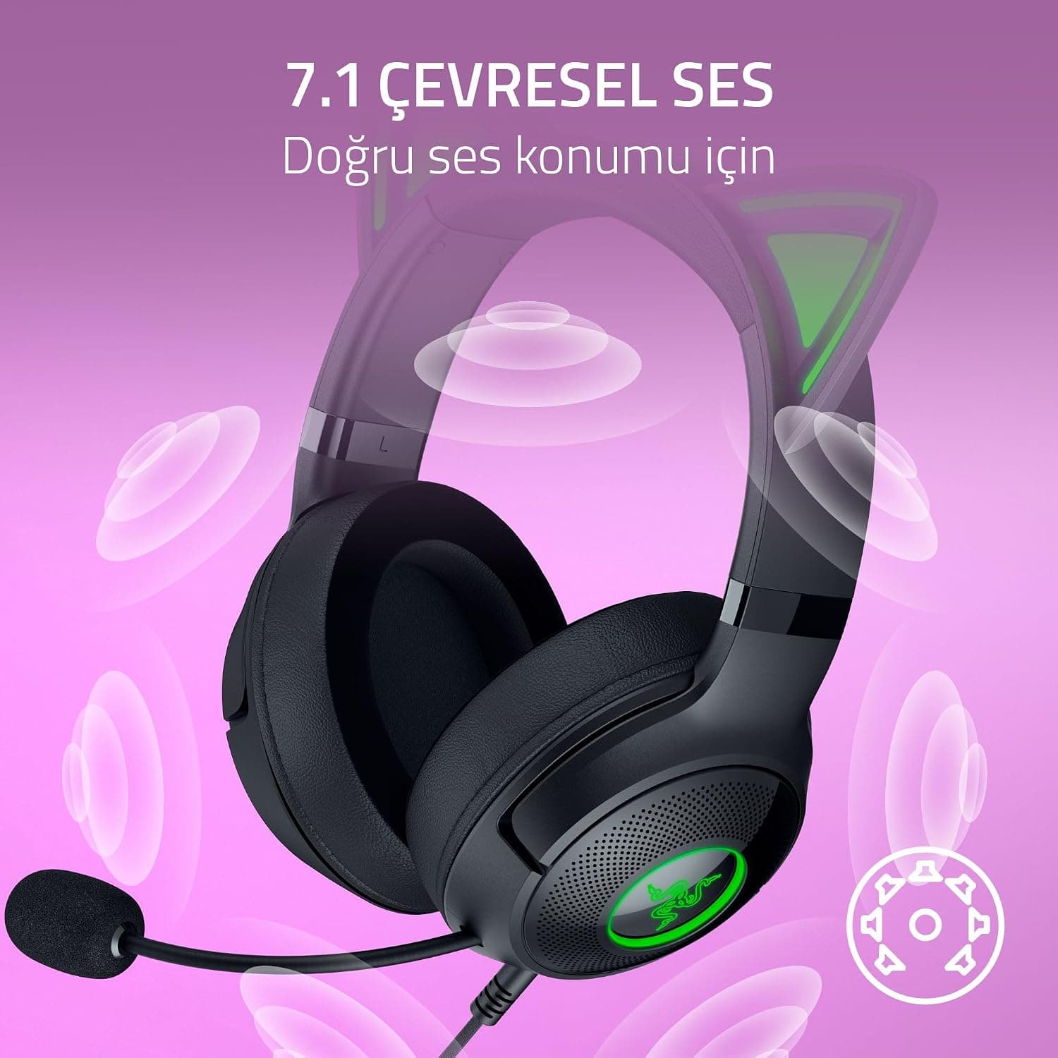 هدست کابلی RGB Razer گوشگربهای مدل Kraken Kitty V2 مشکی هدست کابلی RGB Razer گوشگربهای مدل Kraken Kitty V2 مشکی
