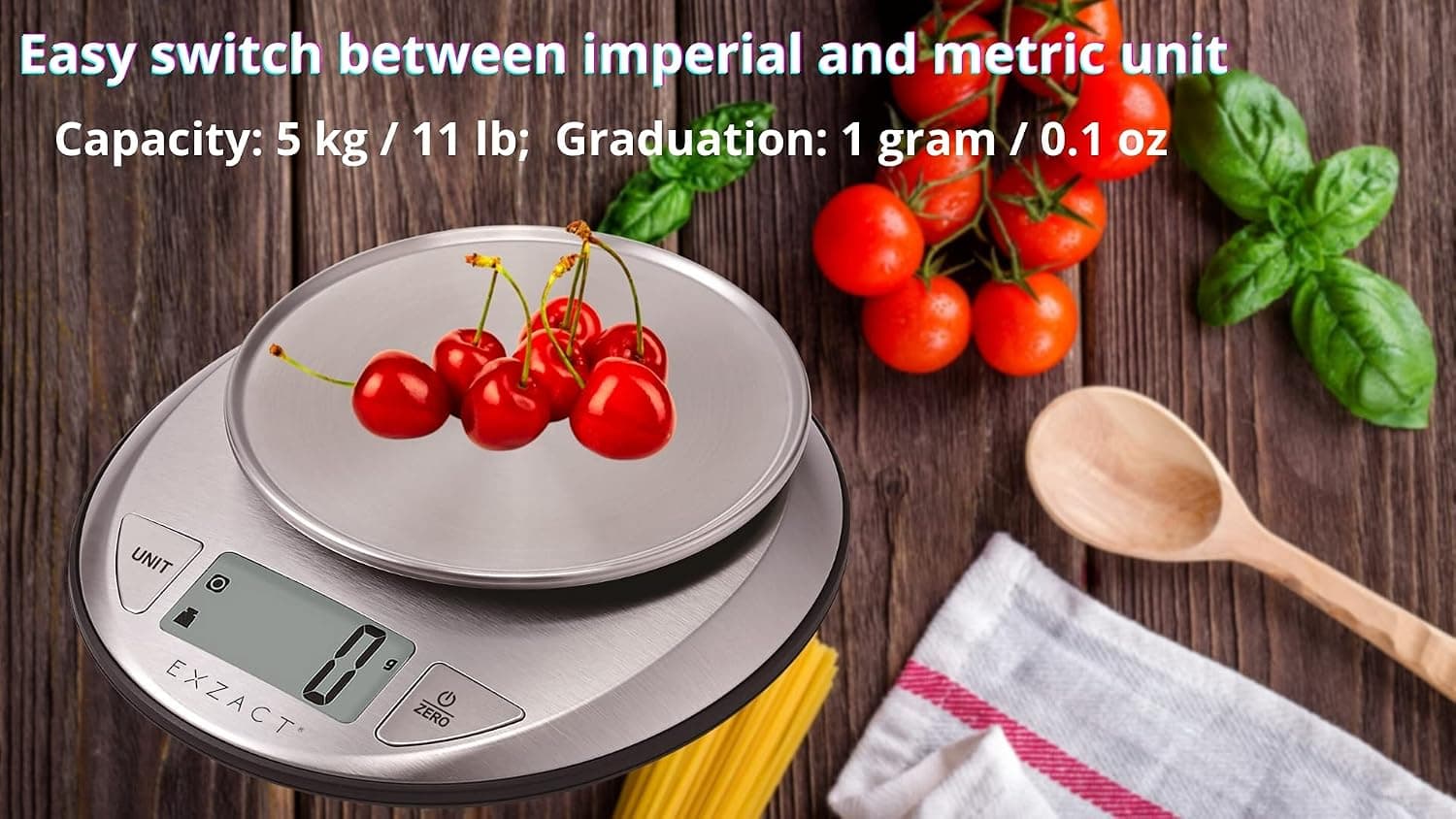 ترازو آشپزخانه دیجیتال Exzact استیل ضد زنگ ظرفیت 5kg ترازو آشپزخانه دیجیتال Exzact استیل ضد زنگ ظرفیت 5kg