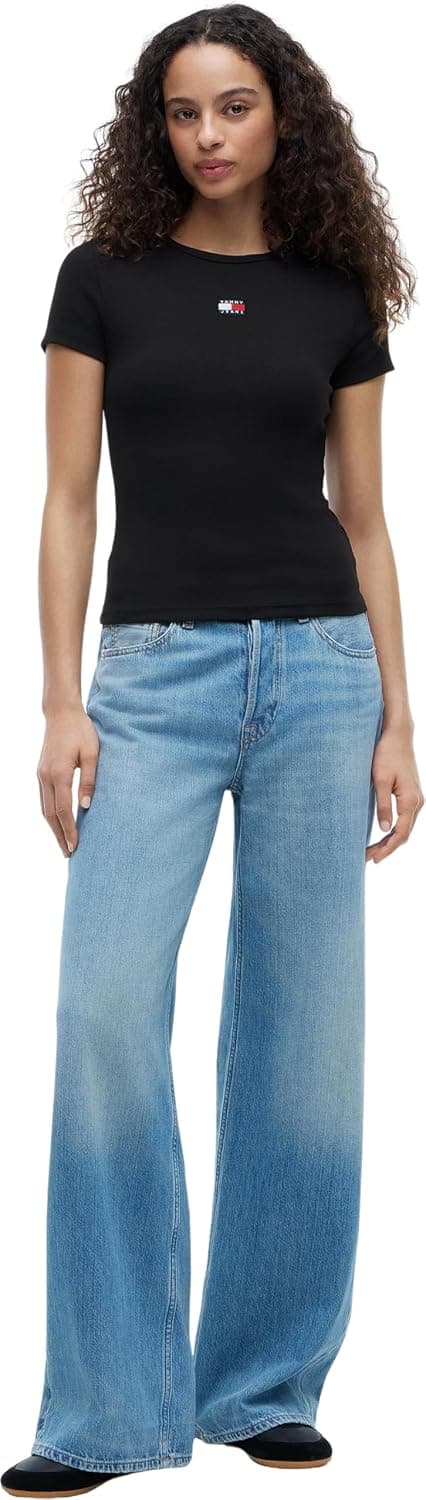 تیشرت زنانه Tommy Jeans مدل TJW SLIM BADGE RIB TEE تیشرت زنانه Tommy Jeans مدل TJW SLIM BADGE RIB TEE