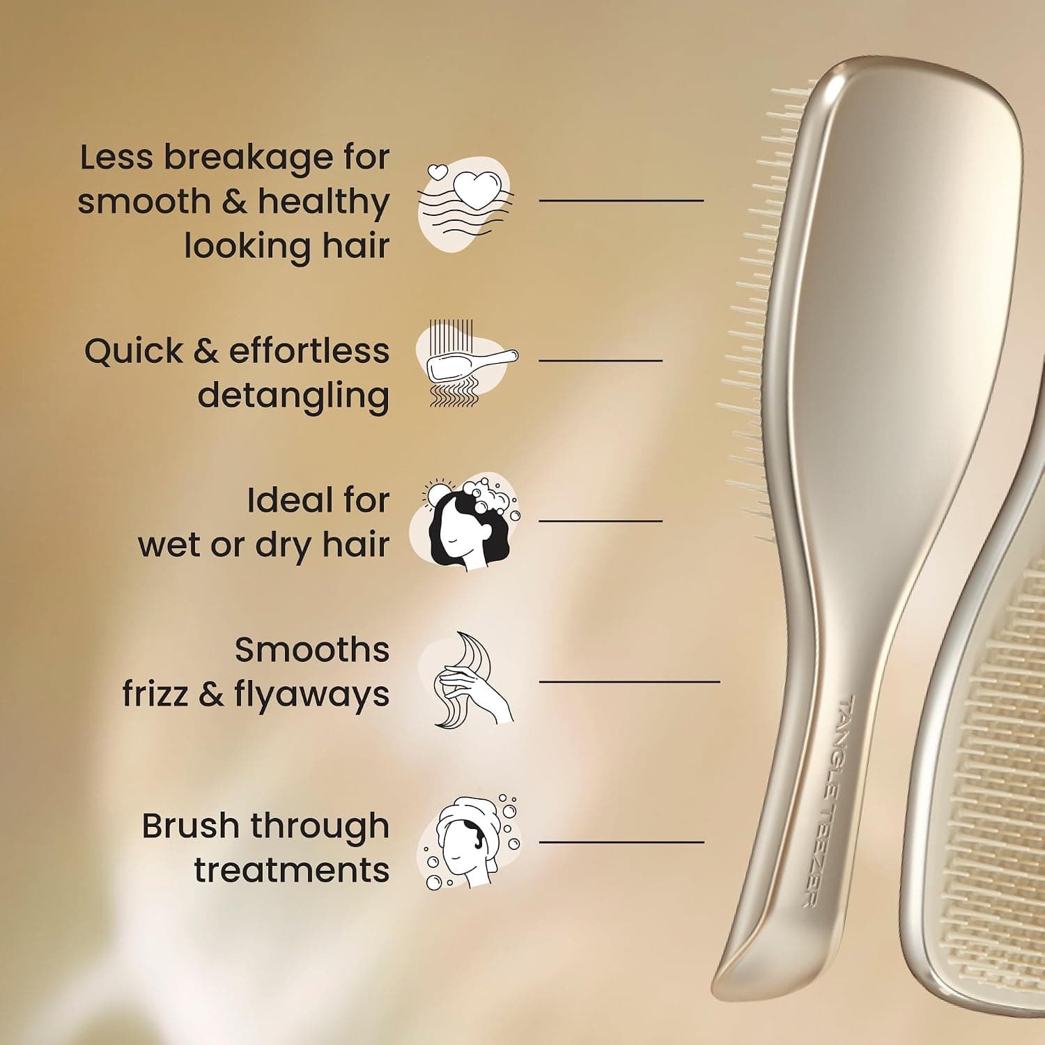 برس گرهبازکن مو Tangle Teezer Ultimate Detangler Chrome طلایی شامپاینی برس گرهبازکن مو Tangle Teezer Ultimate Detangler Chrome طلایی شامپاینی