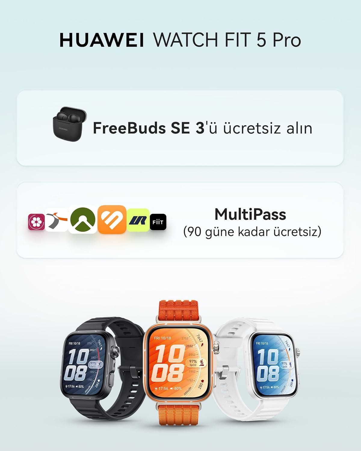 ساعت هوشمند HUAWEI مدل WATCH FIT 5 Pro بههمراه FreeBuds SE 3 مشکی ساعت هوشمند HUAWEI مدل WATCH FIT 5 Pro بههمراه FreeBuds SE 3 مشکی