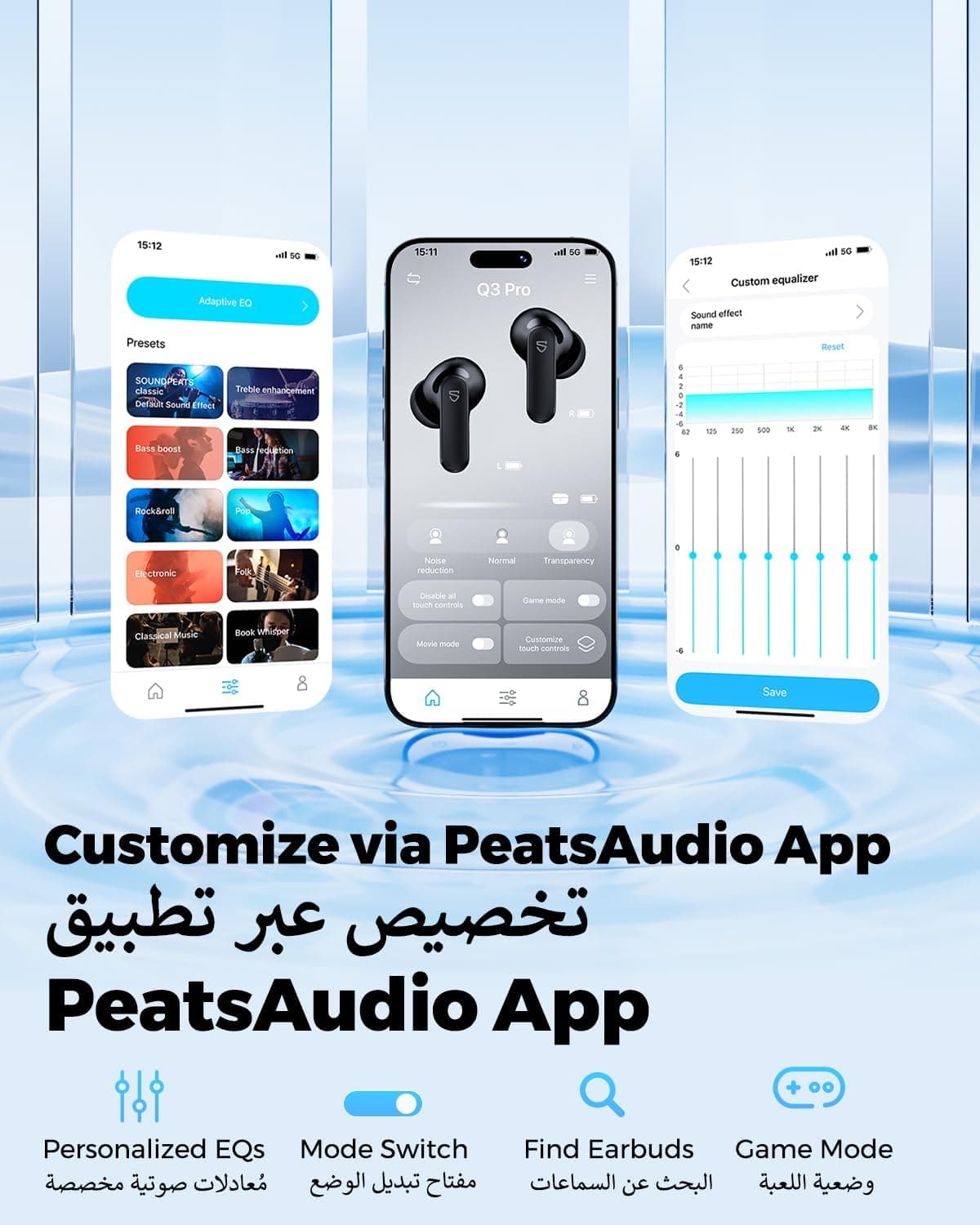 ایربادز بیسیم SoundPEATS با حذف نویز 38dB مدل Q3 Pro ایربادز بیسیم SoundPEATS با حذف نویز 38dB مدل Q3 Pro