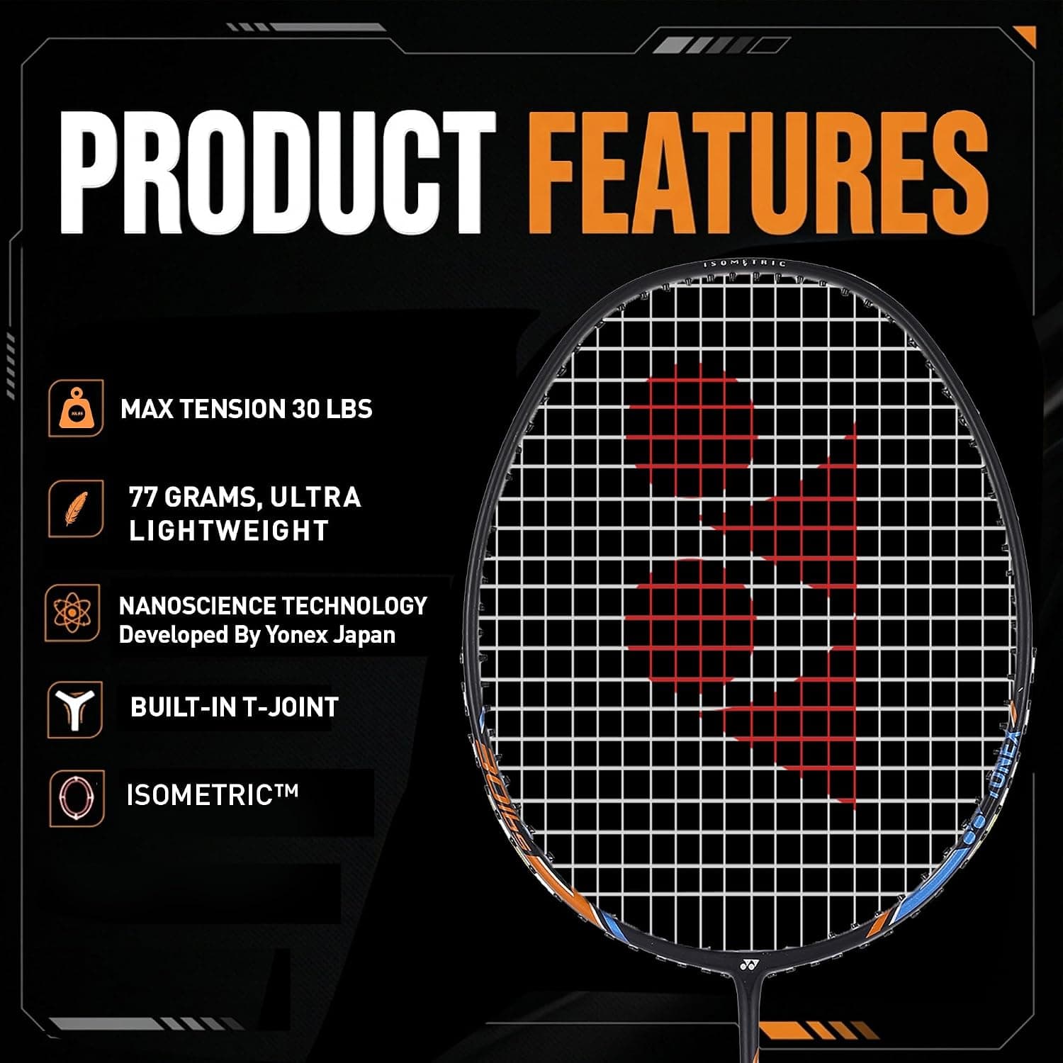 راکت بدمینتون YONEX با انعطافپذیری بالا و زهکشیشده مدل Nanoray 10F راکت بدمینتون YONEX با انعطافپذیری بالا و زهکشیشده مدل Nanoray 10F