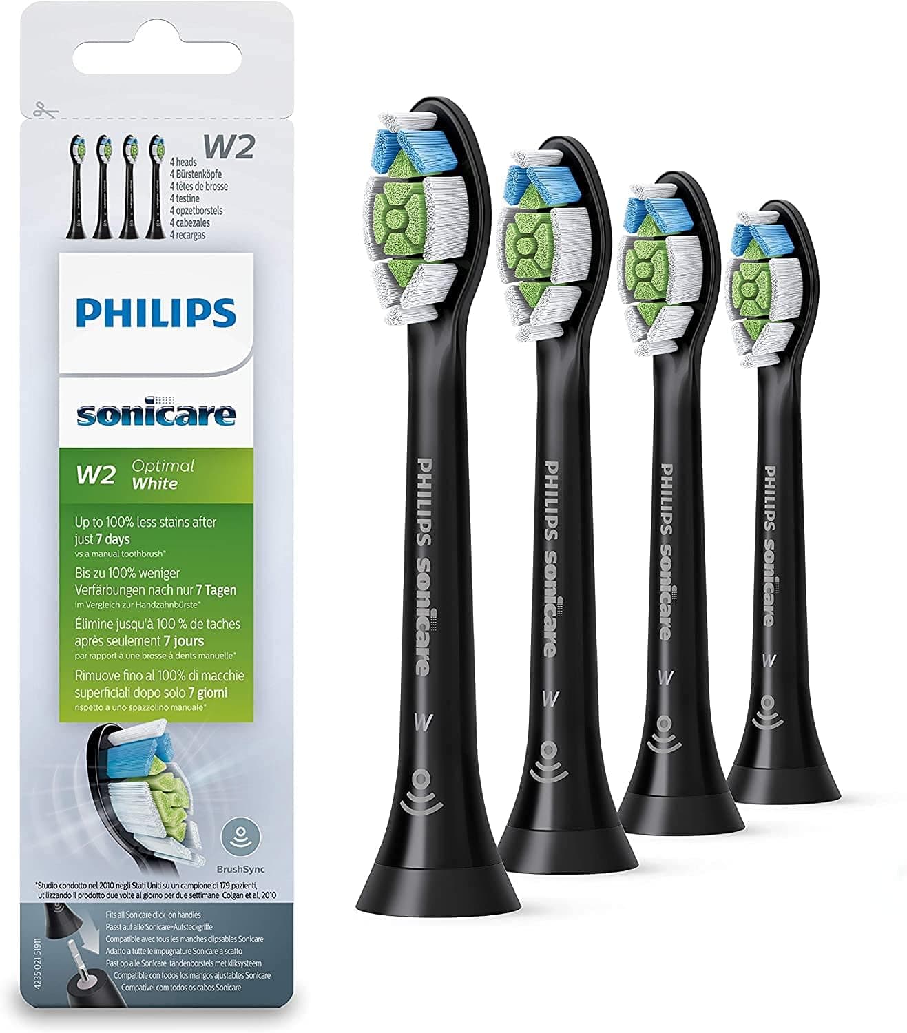 سری مسواک برقی PHILIPS Sonicare Optimal Whitening مشکی، بسته 4 عددی سری مسواک برقی PHILIPS Sonicare Optimal Whitening مشکی، بسته 4 عددی