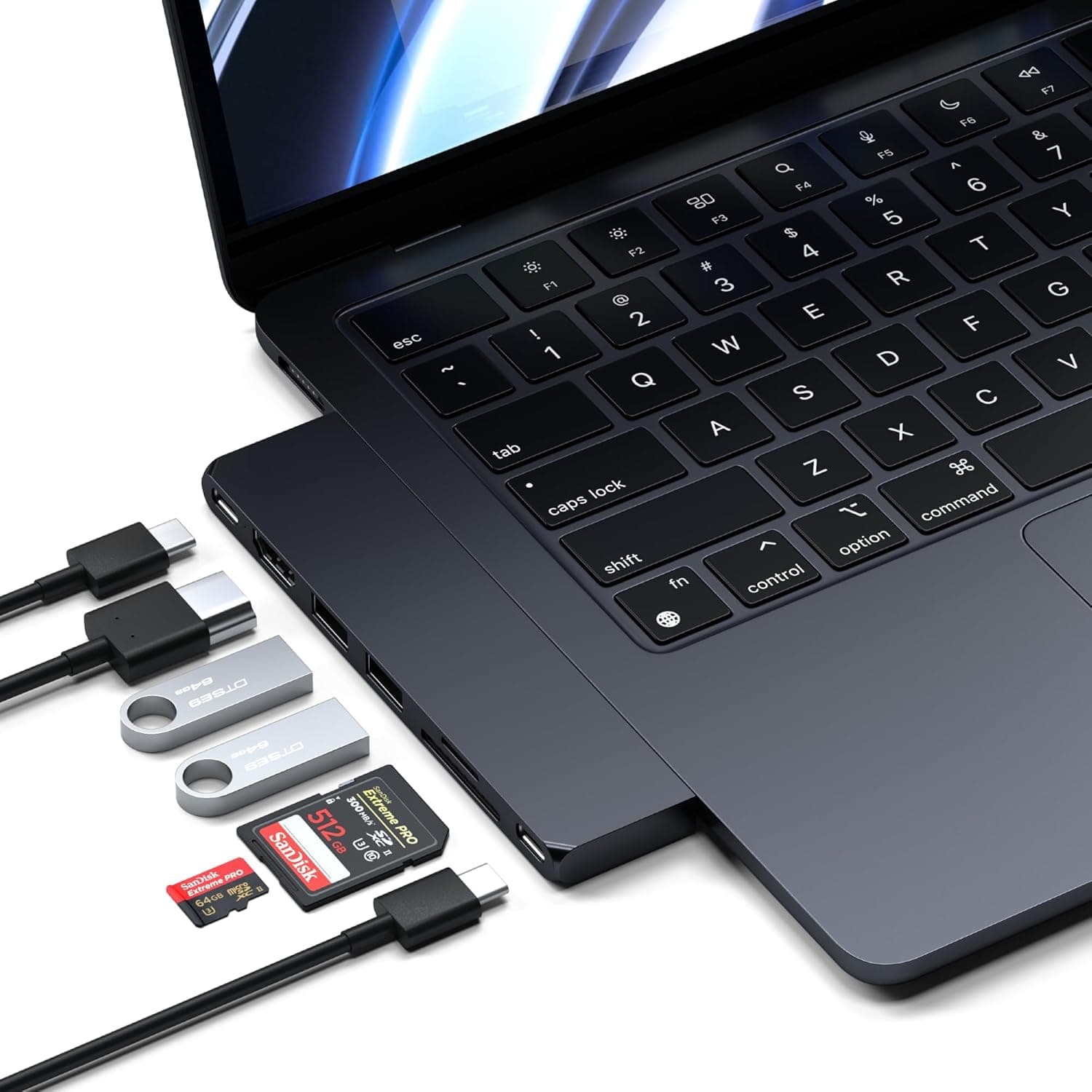 هاب 7-in-1 USB-C برند SATECHI سری Pro Slim رنگ نیمهشب هاب 7-in-1 USB-C برند SATECHI سری Pro Slim رنگ نیمهشب