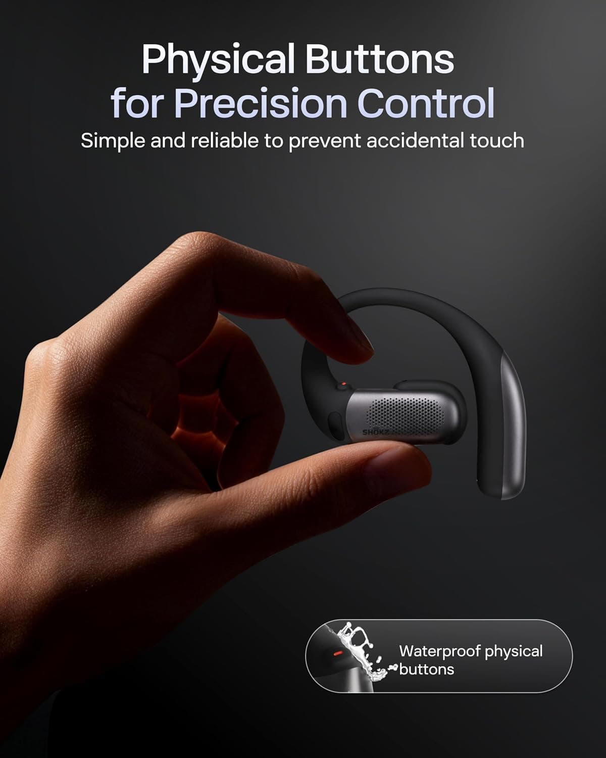 ایرباد بیسیم SHOKZ مدل OpenFit Pro با طراحی گوشباز مشکی ایرباد بیسیم SHOKZ مدل OpenFit Pro با طراحی گوشباز مشکی