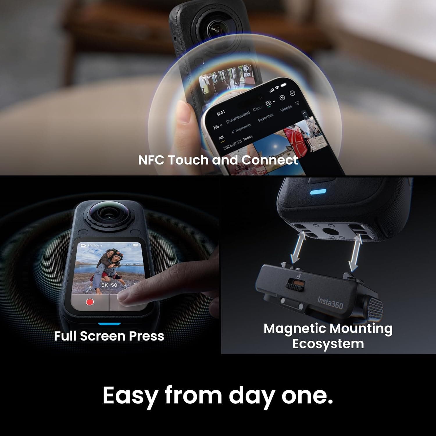 دوربین 360 درجه Insta360 مشکی 8K با سنسورهای 1/1.1'' و بسته لوازم ضروری مدل X6 دوربین 360 درجه Insta360 مشکی 8K با سنسورهای 1/1.1'' و بسته لوازم ضروری مدل X6