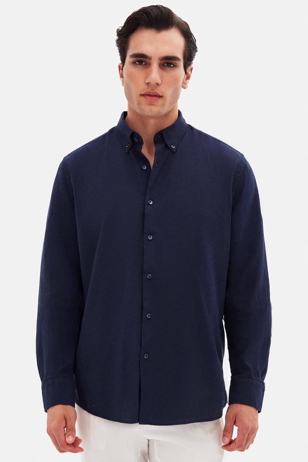 پیراهن مردانه D'S Damat Comfort نارنجی روشن یقه دکمهدار ظاهر کتانی %100 پنبه پیراهن مردانه D'S Damat Comfort نارنجی روشن یقه دکمهدار ظاهر کتانی %100 پنبه