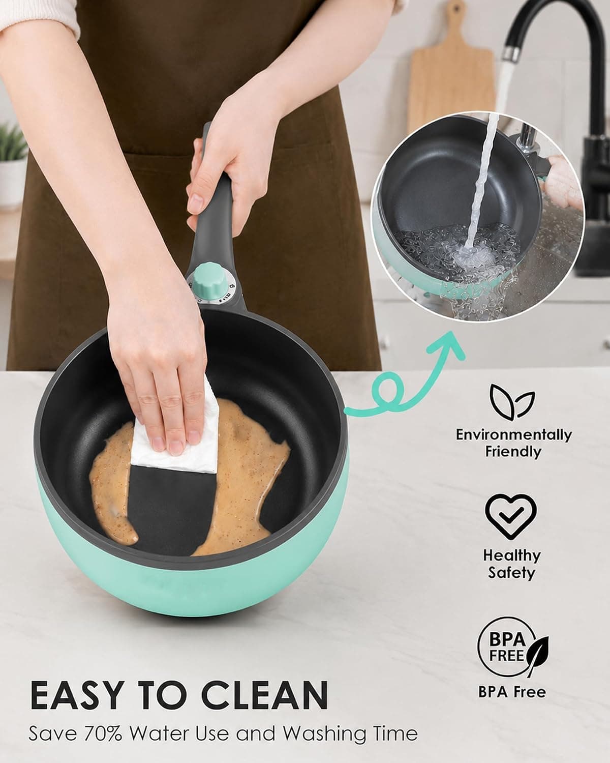قابلمه برقی Audecook قابل حمل با روکش غیرچسب مدل Ramen با توان قابل تنظیم قابلمه برقی Audecook قابل حمل با روکش غیرچسب مدل Ramen با توان قابل تنظیم