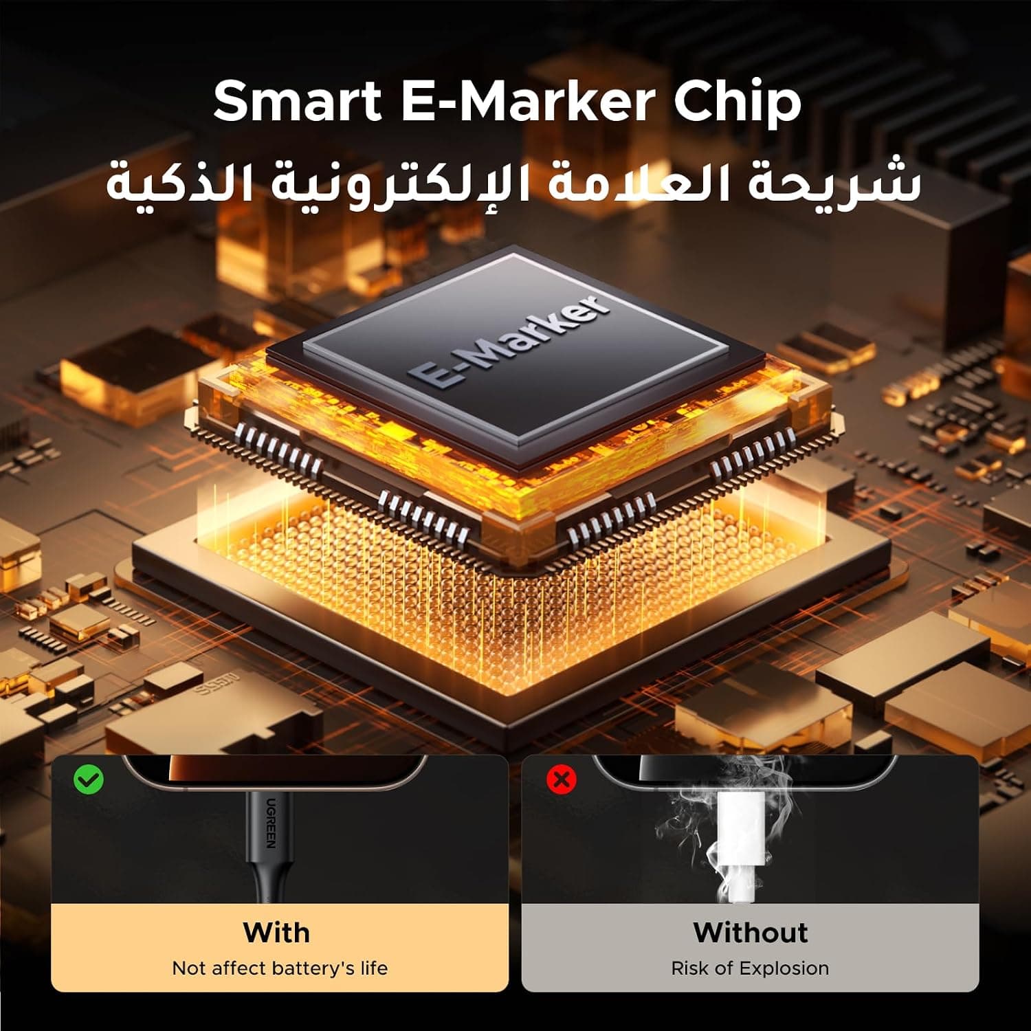 کابل Type C UGREEN شارژ سریع 100W 1M کابل Type C UGREEN شارژ سریع 100W 1M