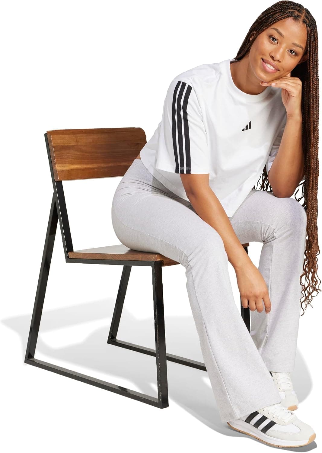 تیشرت زنانه adidas Essentials نخی گشاد 3-Stripes تیشرت زنانه adidas Essentials نخی گشاد 3-Stripes