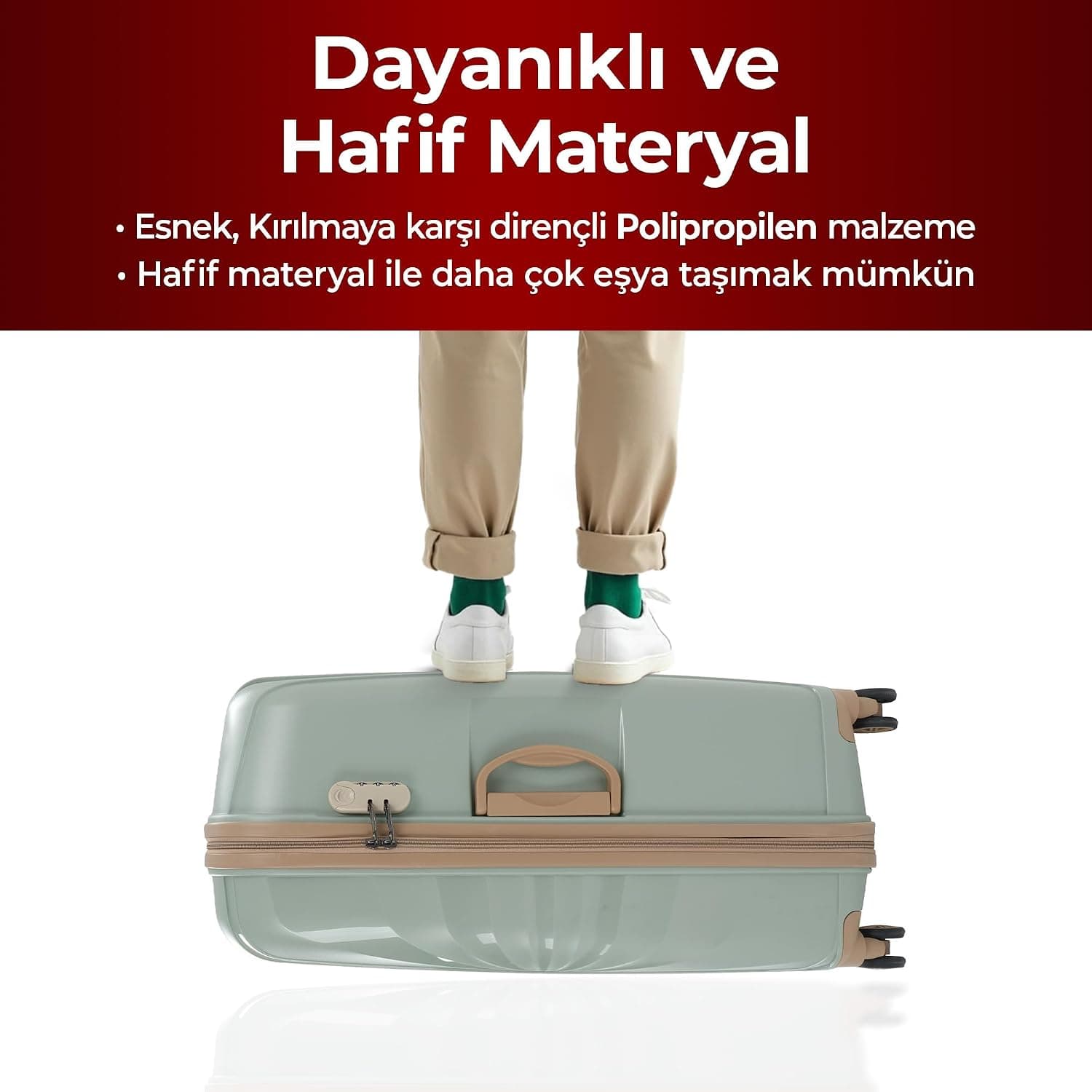 چمدان متوسط سبز Cotpoly Home پلیپروپیلن مقاوم در برابر ضربه مدل Troya چمدان متوسط سبز Cotpoly Home پلیپروپیلن مقاوم در برابر ضربه مدل Troya