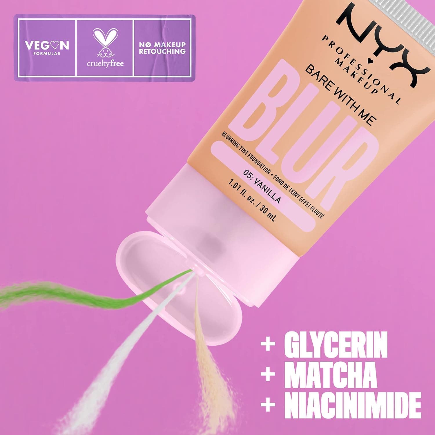 کرم پودر NYX Professional Makeup Bare With Me Blur Tint Matte رنگ وانیلی کرم پودر NYX Professional Makeup Bare With Me Blur Tint Matte رنگ وانیلی