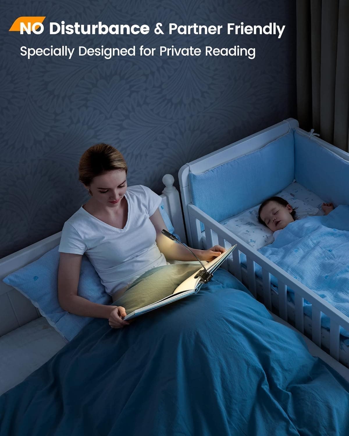 چراغ کتابخوانی گیرهای Glocusent مشکی، 10LED، 3 رنگ نور و 3 سطح روشنایی، شارژی با دوام 80 ساعت چراغ کتابخوانی گیرهای Glocusent مشکی، 10LED، 3 رنگ نور و 3 سطح روشنایی، شارژی با دوام 80 ساعت