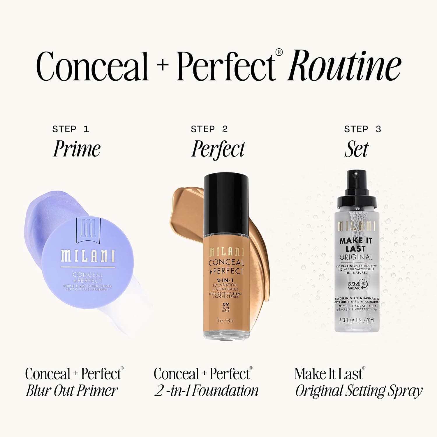کرمپودر ۲ در ۱ Conceal + Perfect Milani رنگ 02 Natural کرمپودر ۲ در ۱ Conceal + Perfect Milani رنگ 02 Natural