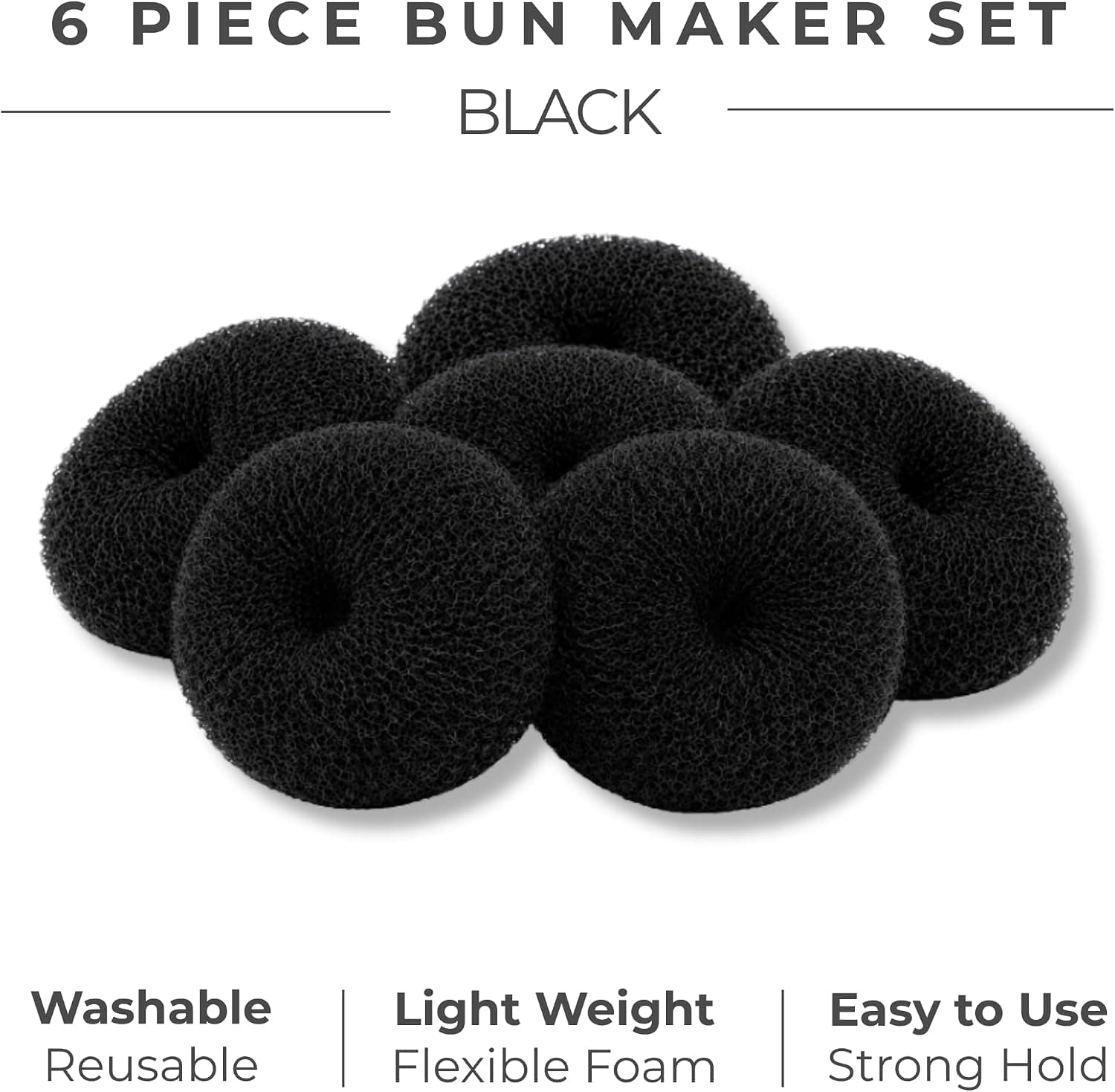وسیله بستن مو بچگانه Styla Hair دونات مشکی 6pc وسیله بستن مو بچگانه Styla Hair دونات مشکی 6pc