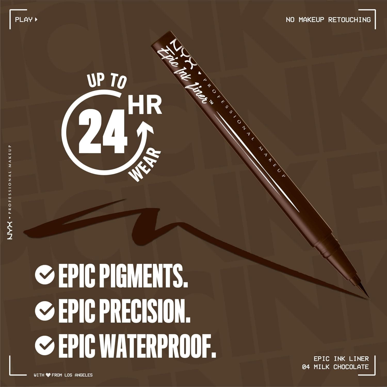خط چشم مایع قلمی NYX PROFESSIONAL MAKEUP Epic Ink نوک نمدی انعطافپذیر ضدآب رنگ 04 Milk Chocolate خط چشم مایع قلمی NYX PROFESSIONAL MAKEUP Epic Ink نوک نمدی انعطافپذیر ضدآب رنگ 04 Milk Chocolate