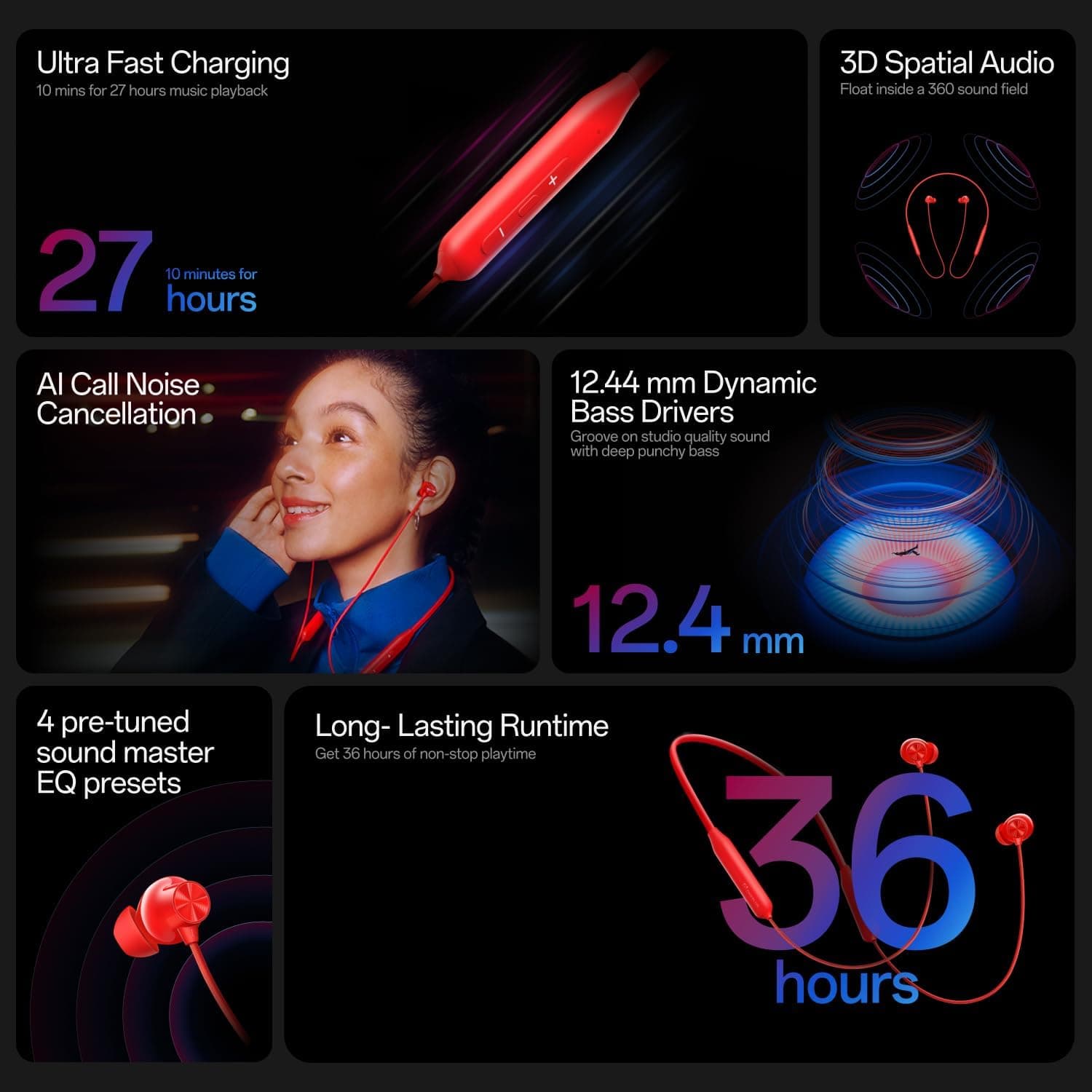 هدفون بلوتوثی OnePlus Bullets Wireless Z3 صدای فضایی رنگ Mambo Midnight هدفون بلوتوثی OnePlus Bullets Wireless Z3 صدای فضایی رنگ Mambo Midnight