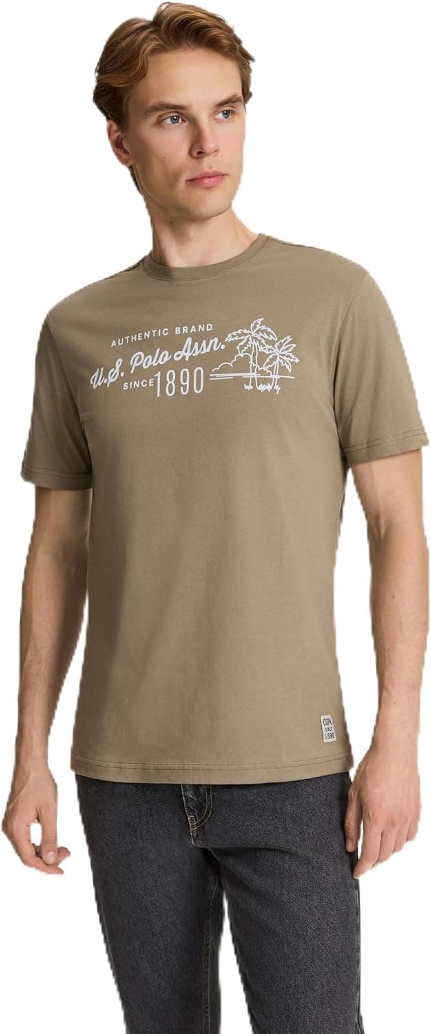 تیشرت مردانه U.S. POLO ASSN. خاکی مدل 50327202-VR027 تیشرت مردانه U.S. POLO ASSN. خاکی مدل 50327202-VR027
