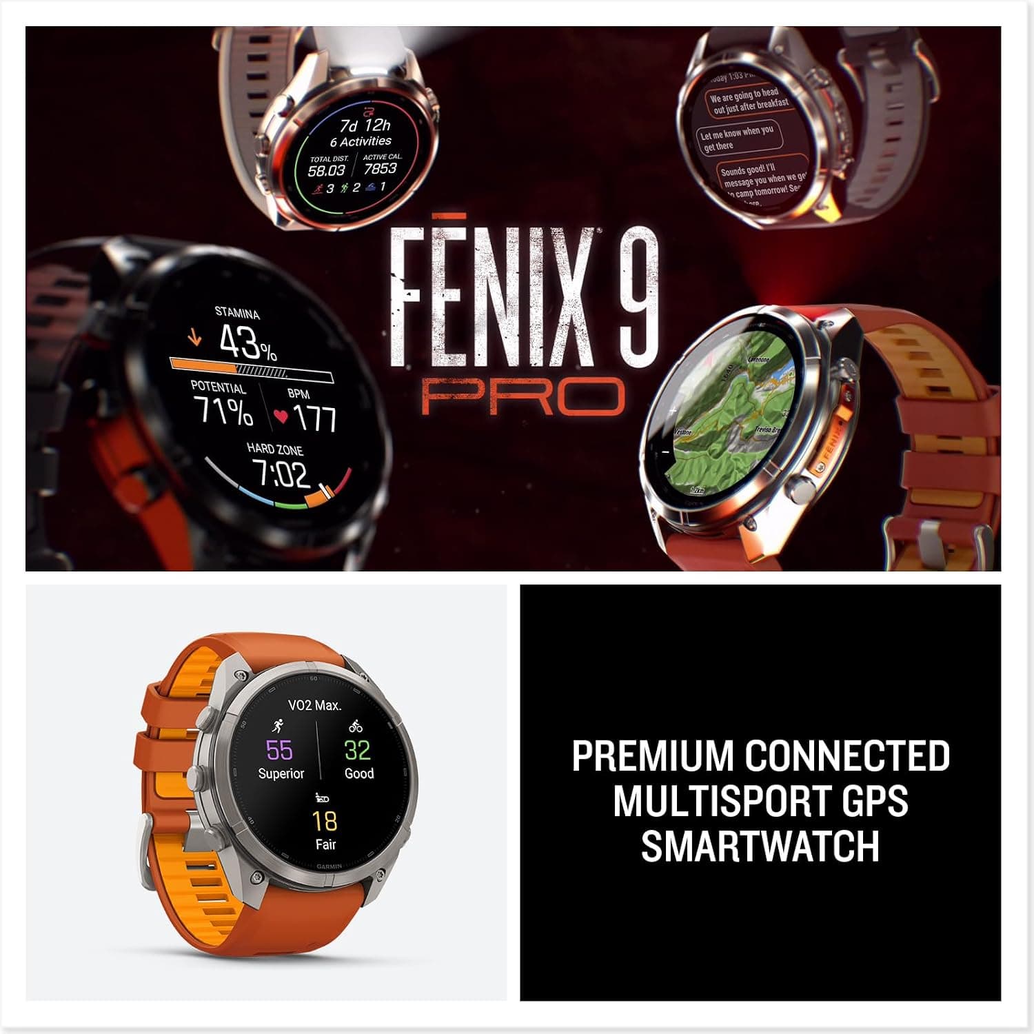 ساعت هوشمند Garmin تیتانیومی Fenix 9 Pro مدل 51mm با بند سیلیکونی نارنجی ساعت هوشمند Garmin تیتانیومی Fenix 9 Pro مدل 51mm با بند سیلیکونی نارنجی