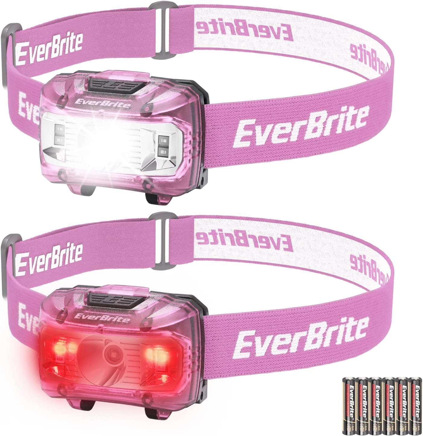 چراغ پیشانی LED EverBrite باتریخور با روشنایی 150-300 LM بسته ۲ عددی صورتی چراغ پیشانی LED EverBrite باتریخور با روشنایی 150-300 LM بسته ۲ عددی صورتی