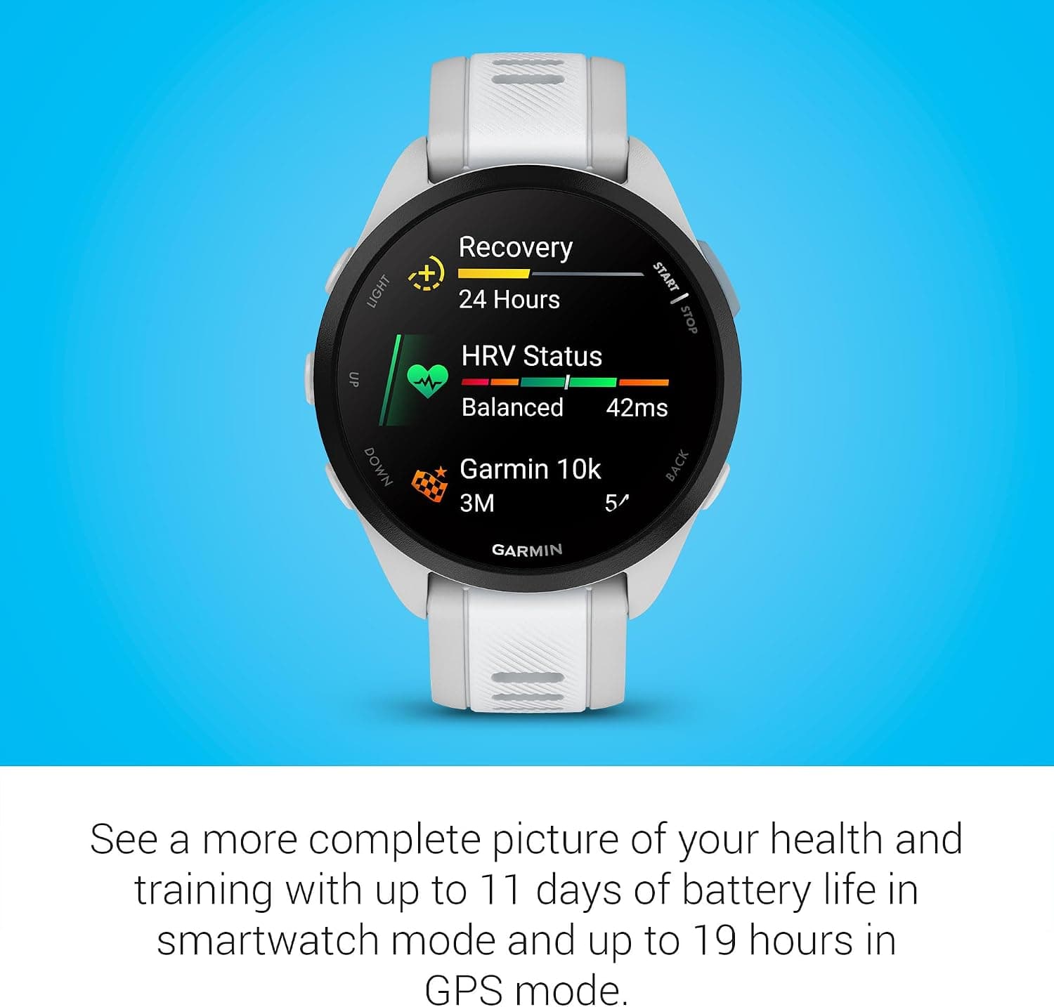 ساعت ورزشی GPS دوندگان Garmin Forerunner 165-43mm خاکستری مهآلود/سفیدسنگی با نمایشگر AMOLED رنگی ساعت ورزشی GPS دوندگان Garmin Forerunner 165-43mm خاکستری مهآلود/سفیدسنگی با نمایشگر AMOLED رنگی