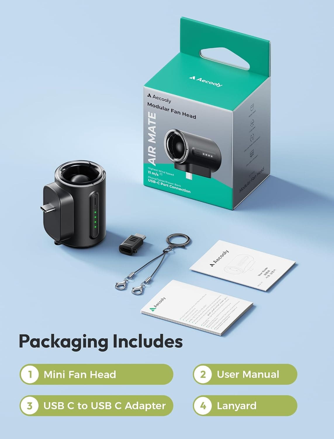 فن خنککننده گوشی Aecooly با اتصال USB C، سرعت 17000 RPM و جریان هوای 11 m/s فن خنککننده گوشی Aecooly با اتصال USB C، سرعت 17000 RPM و جریان هوای 11 m/s